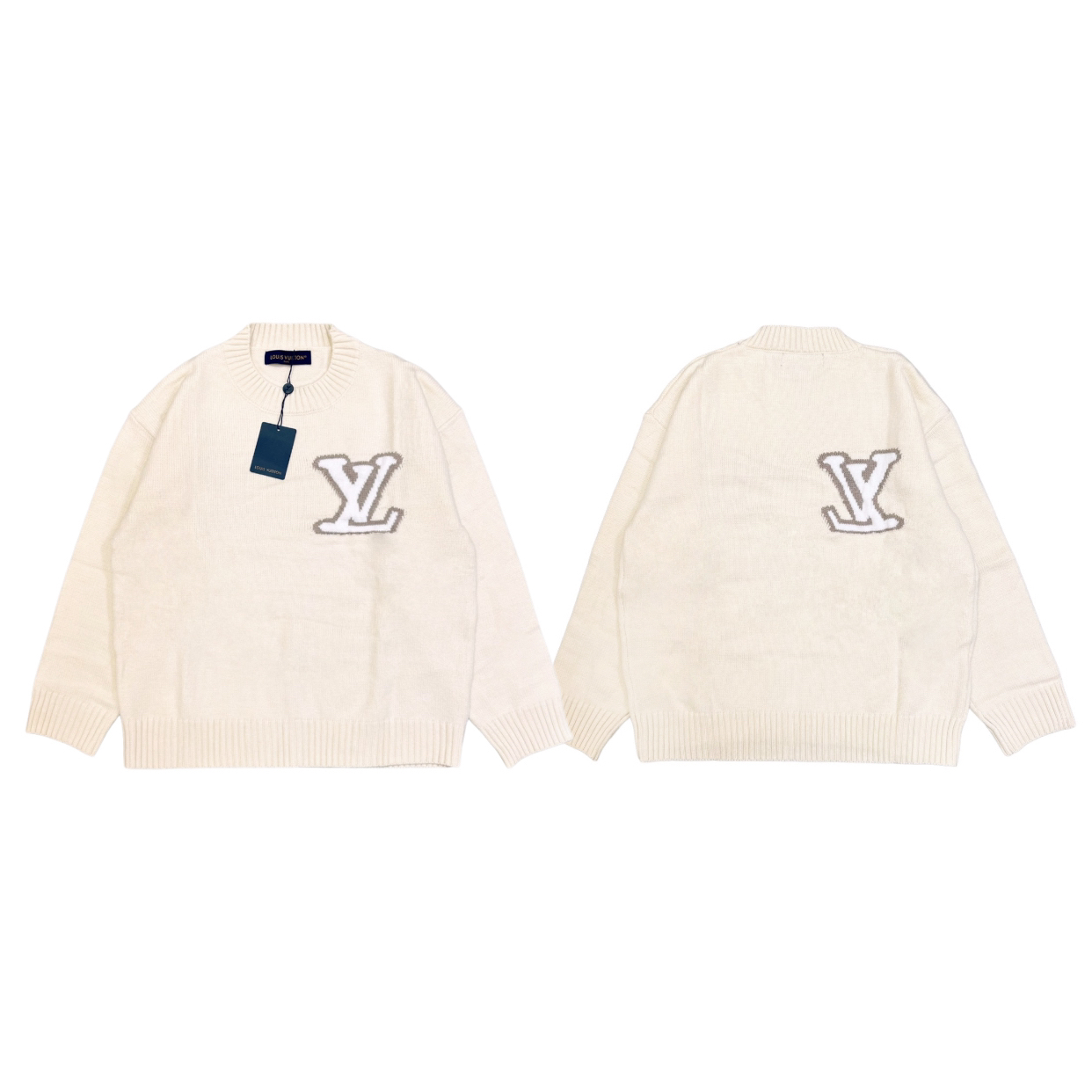 Louis Vuitton 25SS Reversible Mirror Logo Jacquard Knit Crewneck Sweater