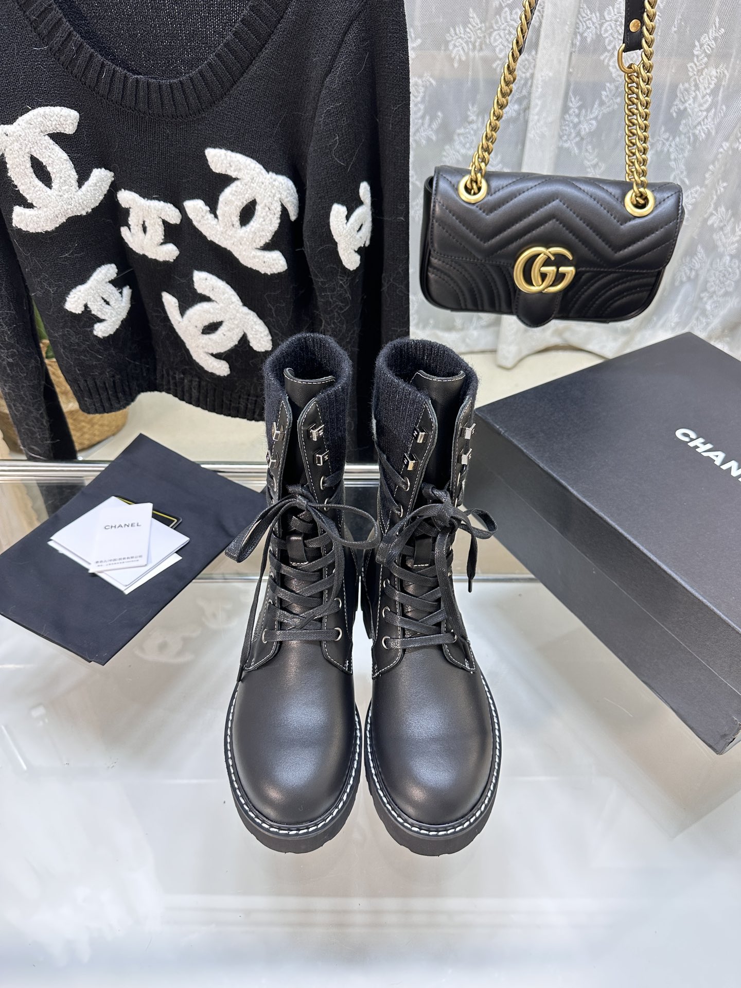 Chanel Short Boots AAAA Customize
 Women Gold Hardware Cowhide Sheepskin Fall/Winter Collection Fashion