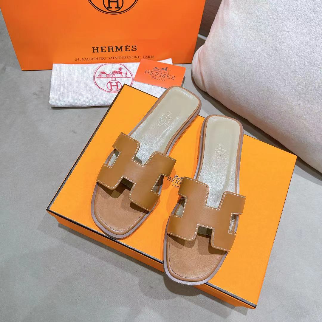 NO:238493,Hermes slippers, imported palm pattern cowhide, inner foot padding sheepskin, wear-resistant and non-slip rubber outsole. Size 35-42 