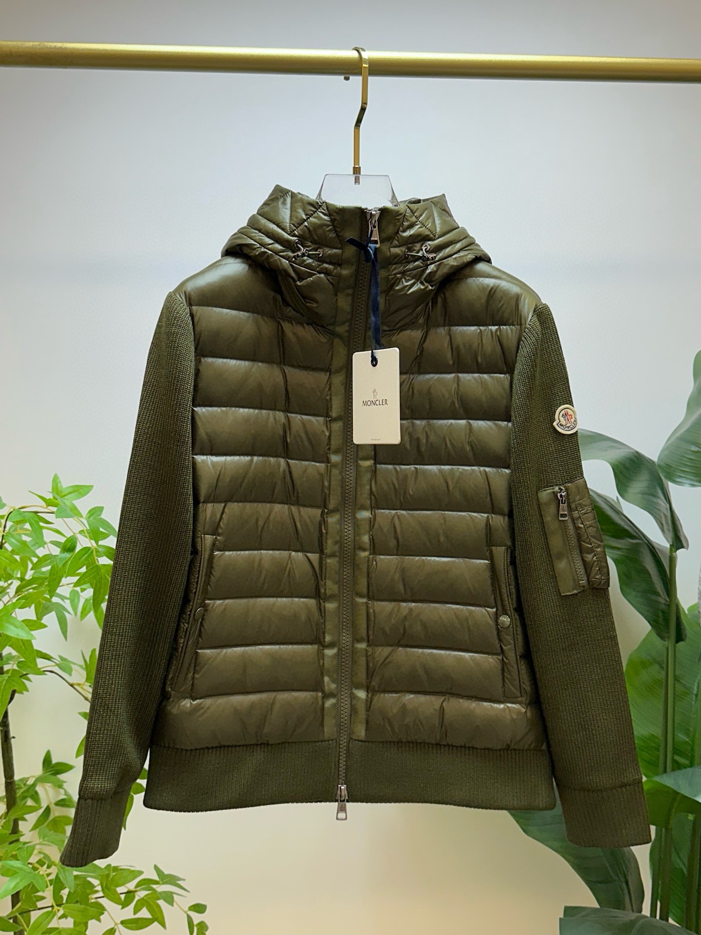 Moncler Clothing Coats & Jackets Black Green Splicing Knitting Fall/Winter Collection Fashion