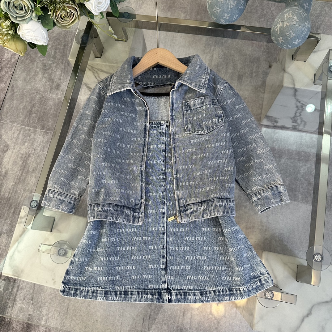 MiuMiu Vêtements Pour Enfants Débardeur Tenues Deux Pièces & Ensembles Assortis Bleu Imprimé Les enfants Fille Collection automne – hiver