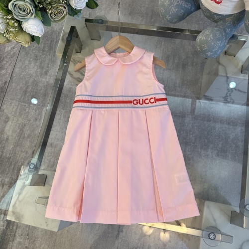 Gucci Girls' Pink Sleeveless Embroidered Dress - Comfortable Cotton Fabric 1 Gucci Girls' Pink Sleeveless Embroidered Dress - Comfortable Cotton Fabric