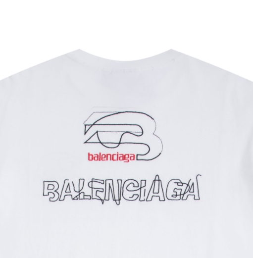 Balenciaga/巴黎世家 水洗做旧破坏字母刺绣短袖T恤