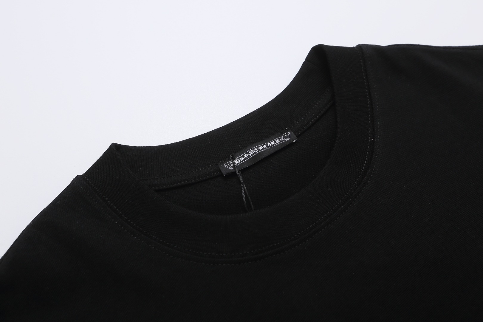 Chrome Hearts/克罗心 模糊重影马蹄刺绣短袖T恤 黑色 白色