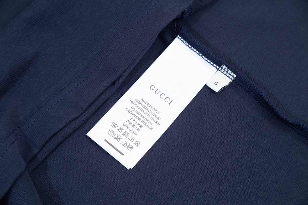 Gucci/古驰 拼色涂鸦及刺绣短袖T恤 蓝色 杏色-Chinese UA Cheap High Quatity Brand Clothes Bags handbags Sneakers wholesale wholesaler seller from China Factory suppliers Fashion Clothing Shoes best Quality Beautiful Price Gucci/古驰 拼色涂鸦及刺绣短袖T恤 蓝色 杏色