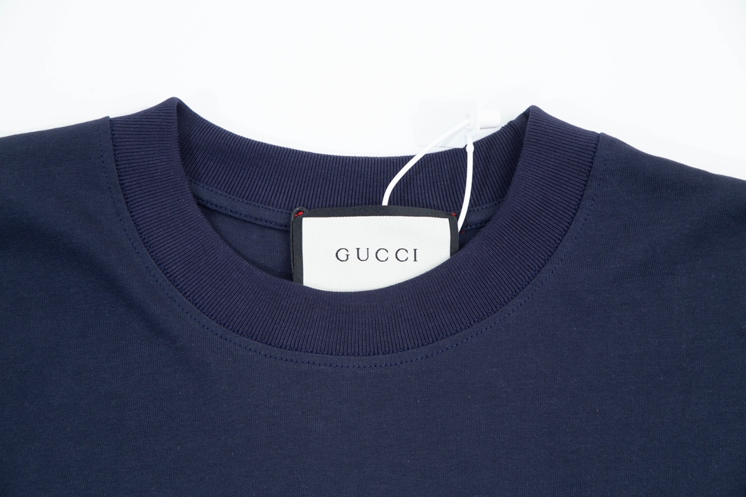 Gucci/古驰 拼色涂鸦及刺绣短袖T恤 蓝色 杏色-Chinese UA Cheap High Quatity Brand Clothes Bags handbags Sneakers wholesale wholesaler seller from China Factory suppliers Fashion Clothing Shoes best Quality Beautiful Price Gucci/古驰 拼色涂鸦及刺绣短袖T恤 蓝色 杏色