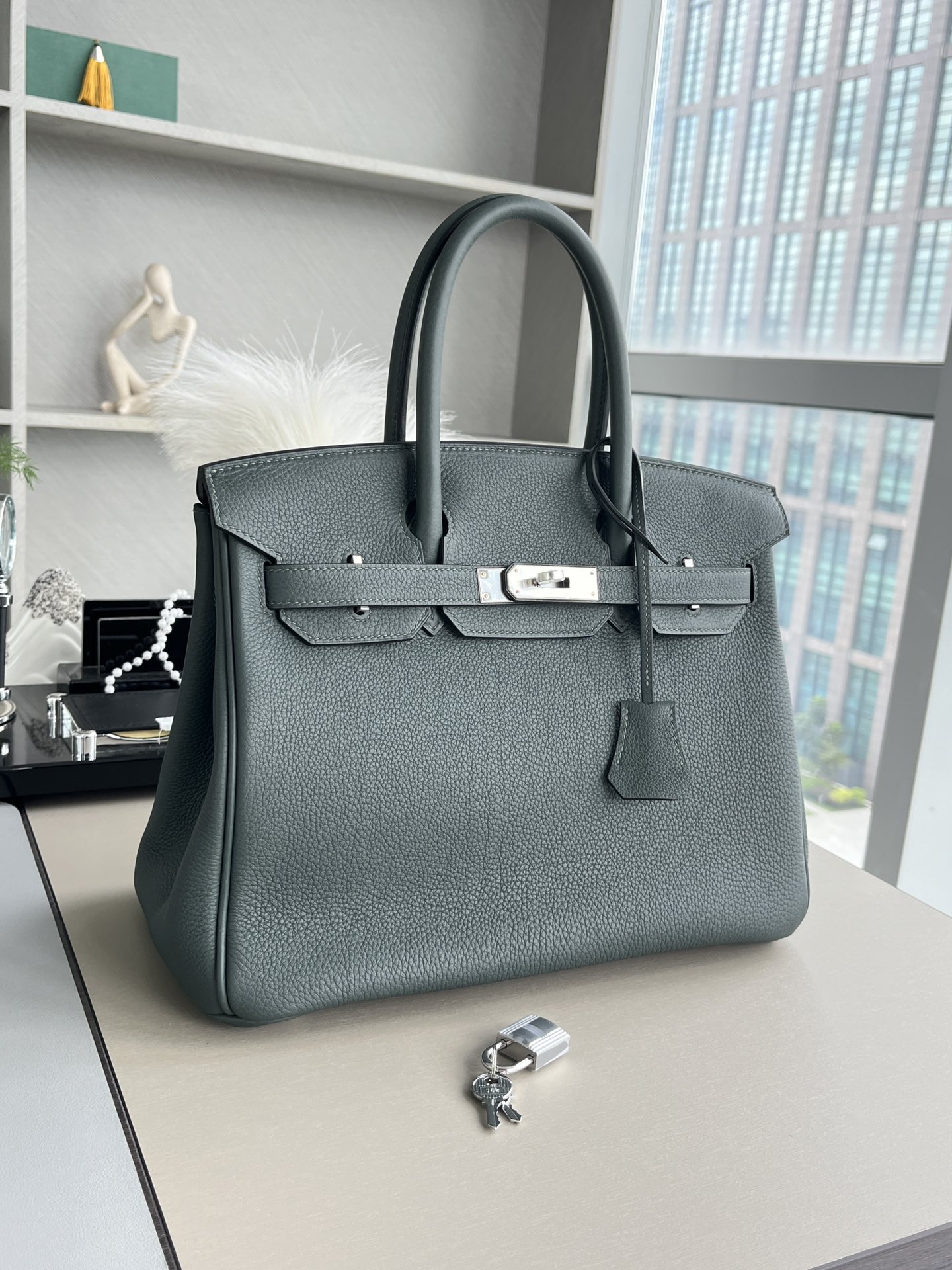 birkin30 63杏仁绿 银扣togo，一级手工缝制