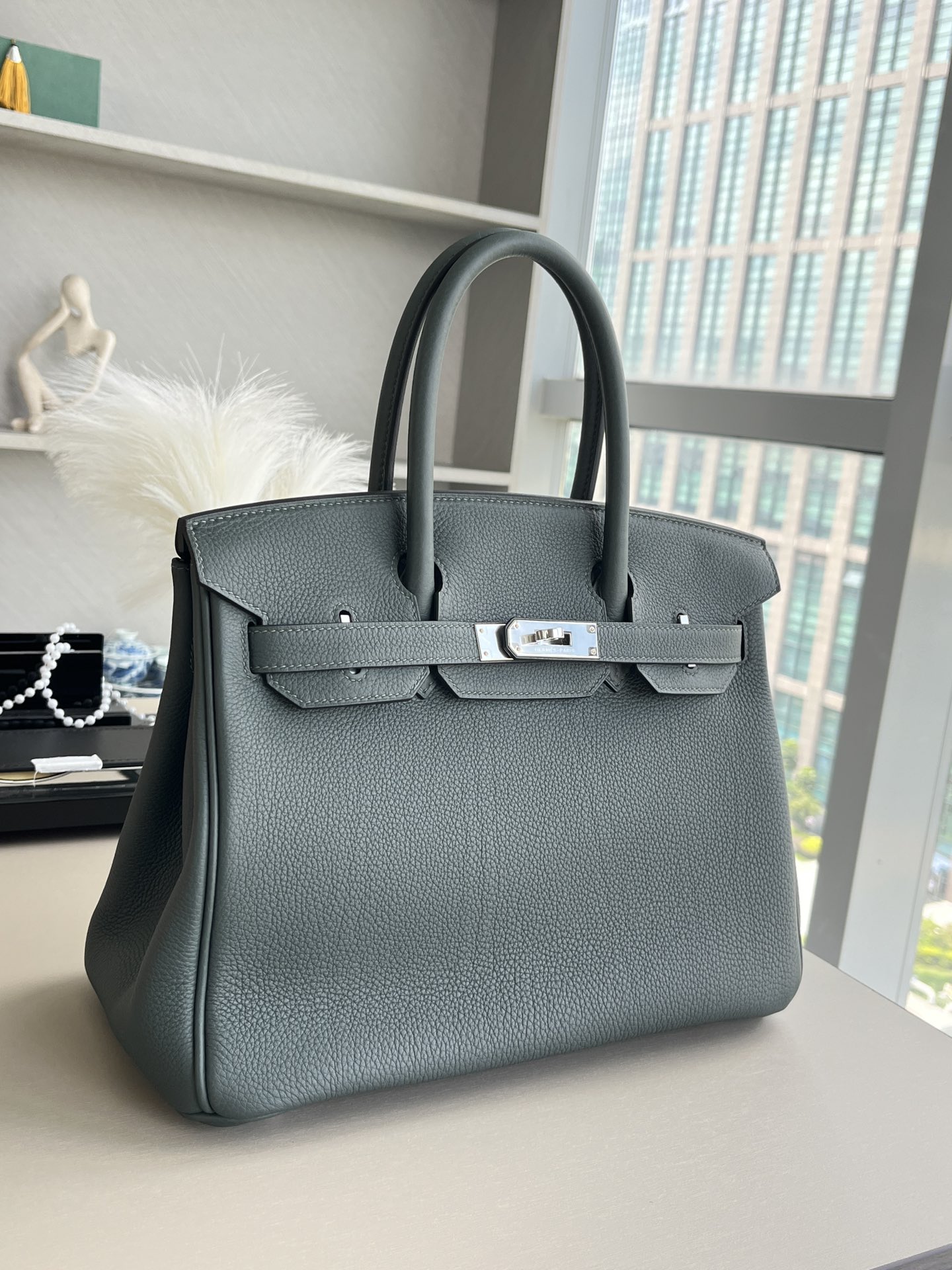 birkin30 63杏仁绿 银扣togo，一级手工缝制