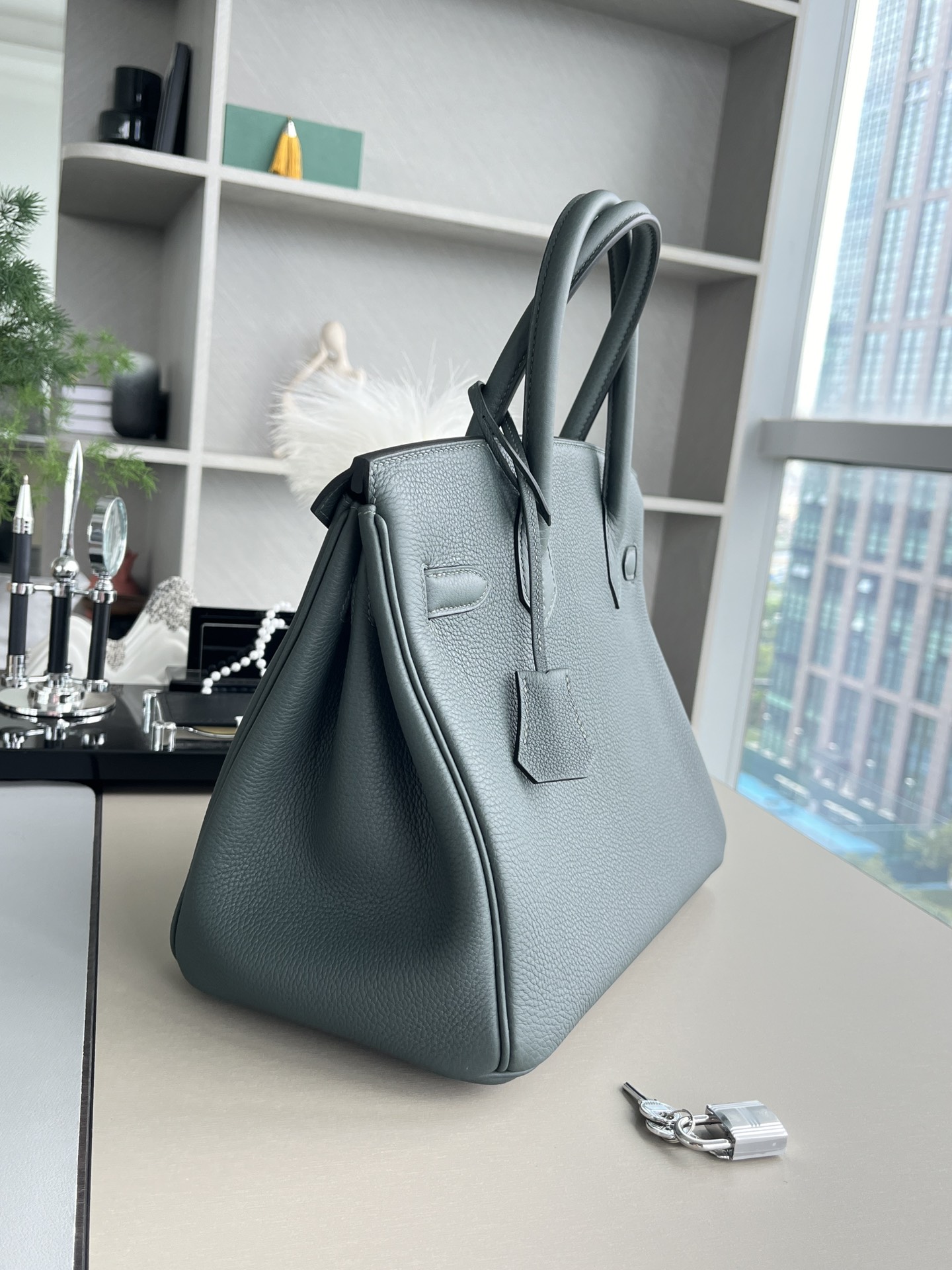 birkin30 63杏仁绿 银扣togo，一级手工缝制
