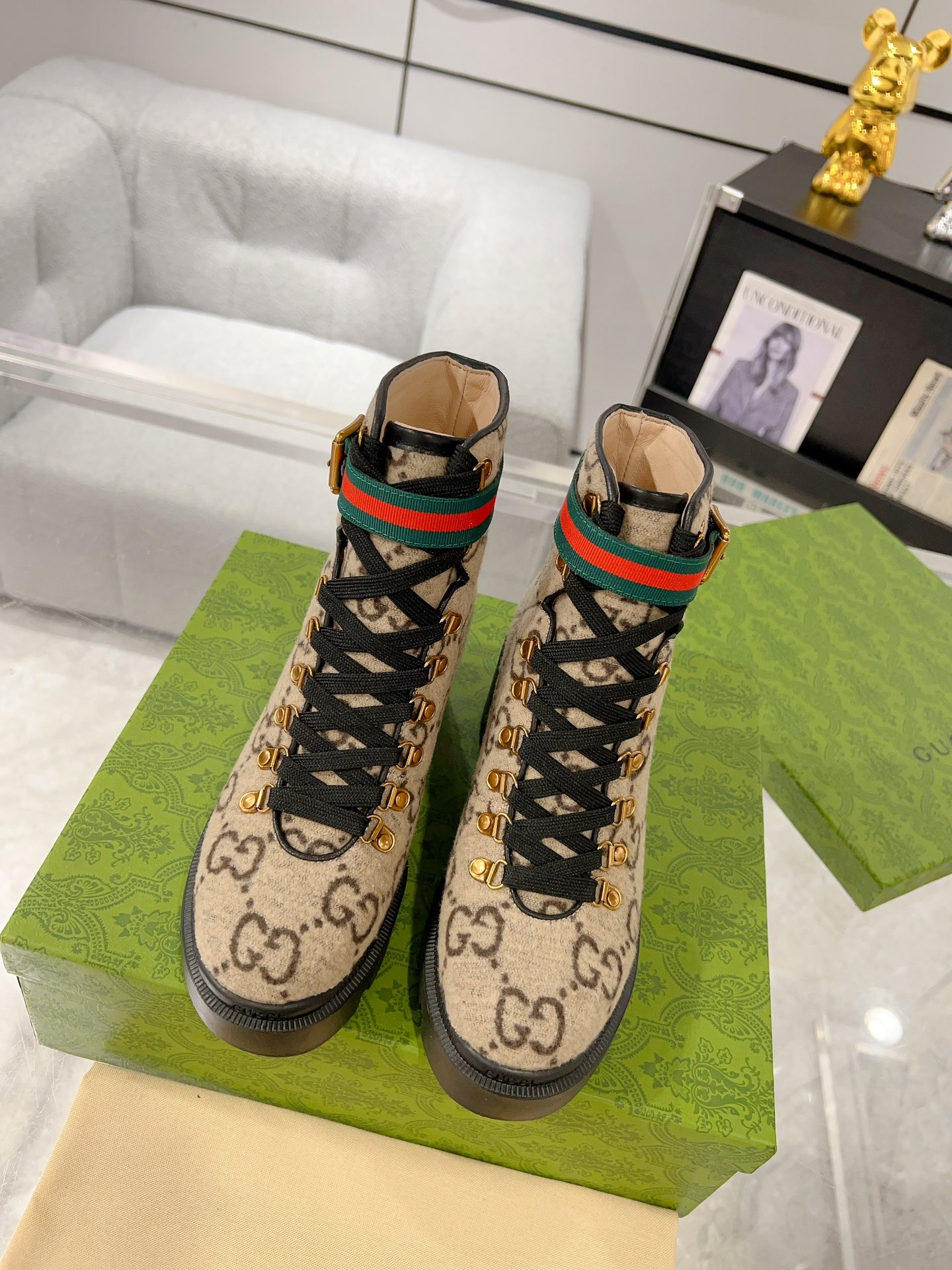 Gucci Short Boots Cowhide Sheepskin