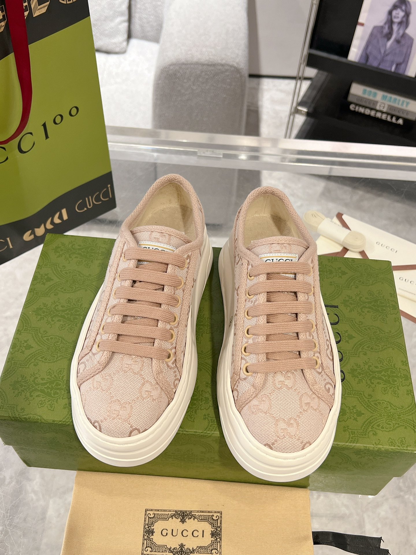 Gucci Zielony Hafty Płótno Wiosenna kolekcja Casual