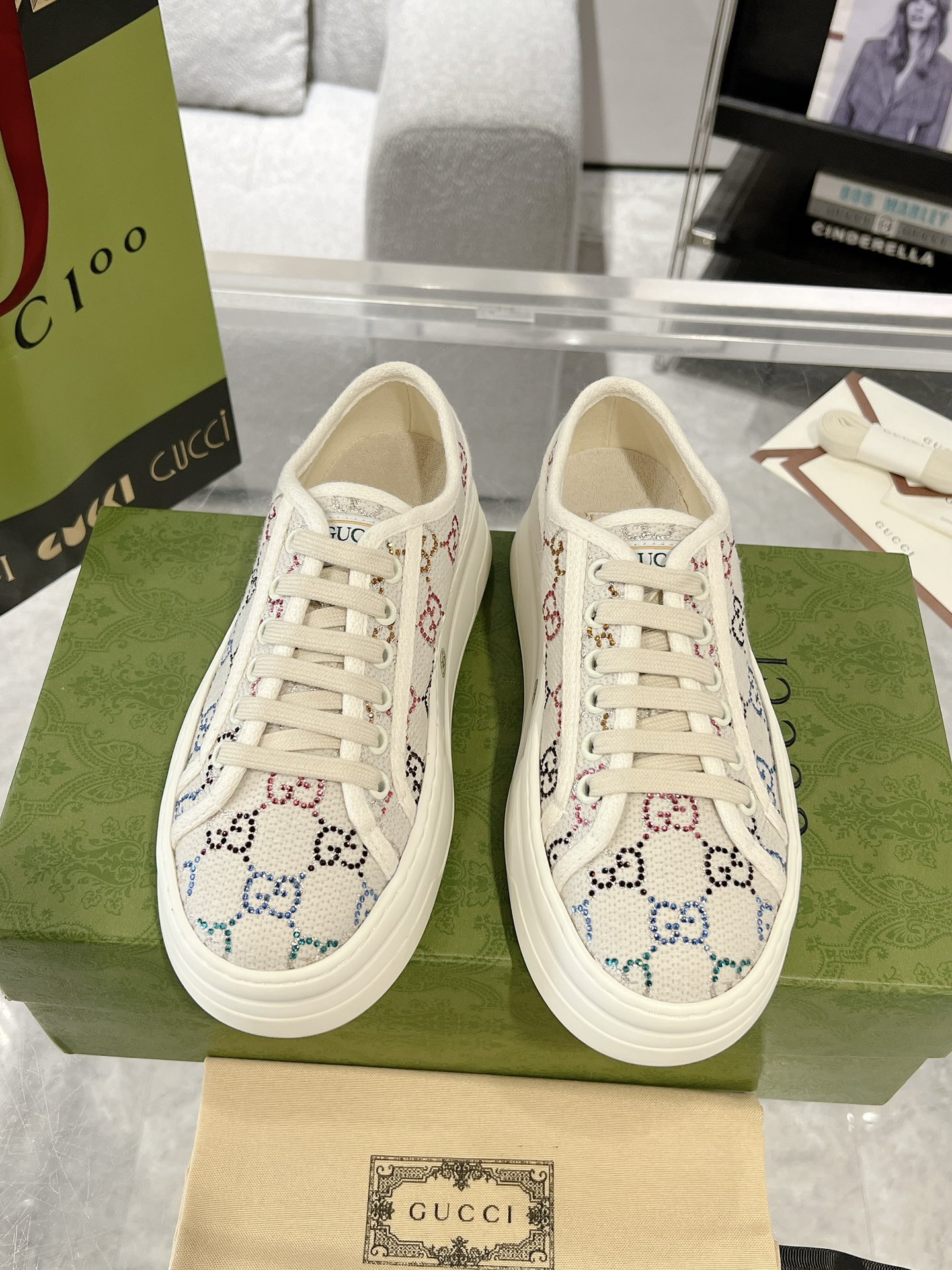 Gucci Zielony Hafty Płótno Wiosenna kolekcja Casual