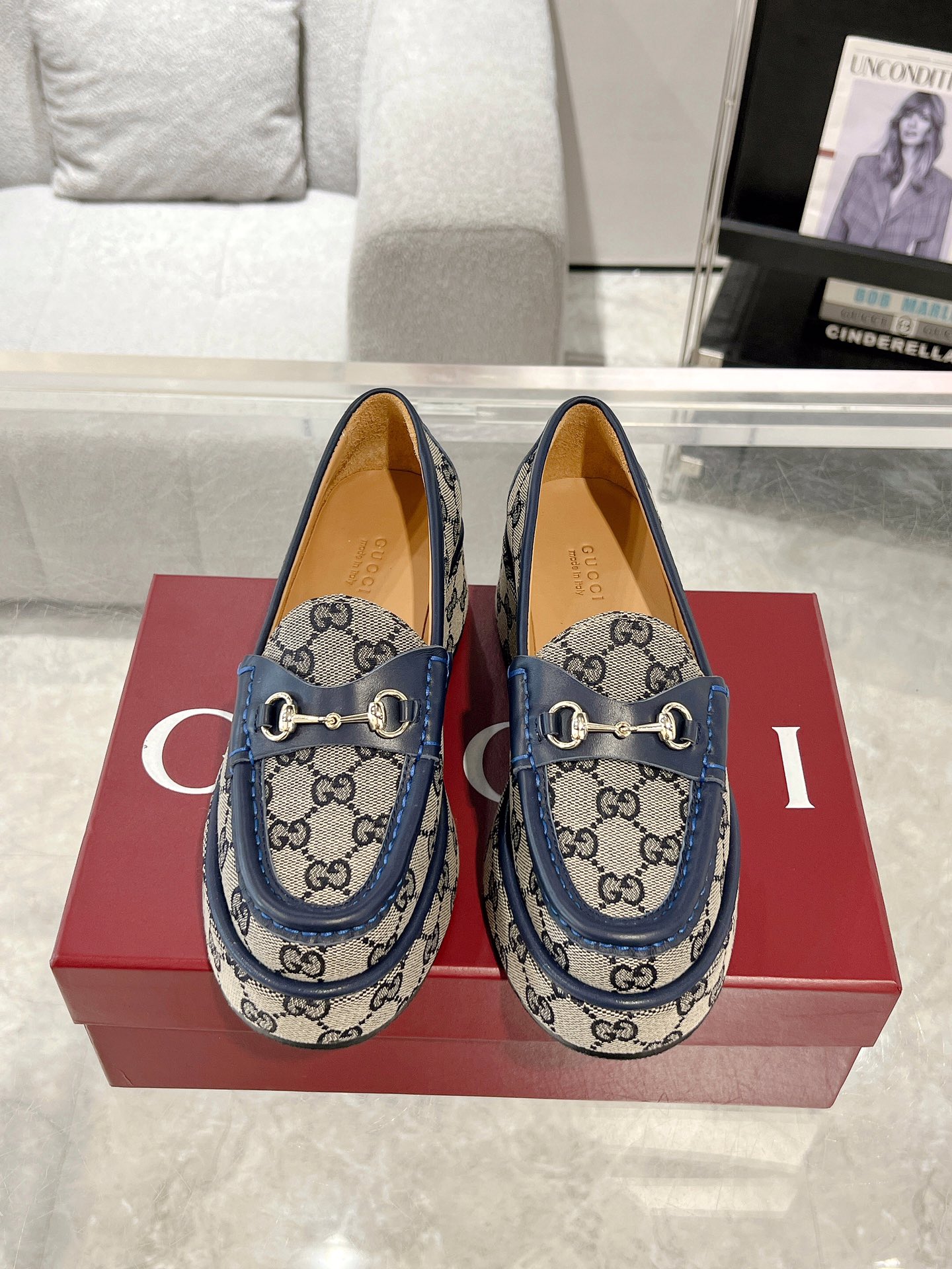 Is it illegal to buy
 Gucci Shoes Loafers Beige Blue Gold Women Canvas Rubber Sheepskin