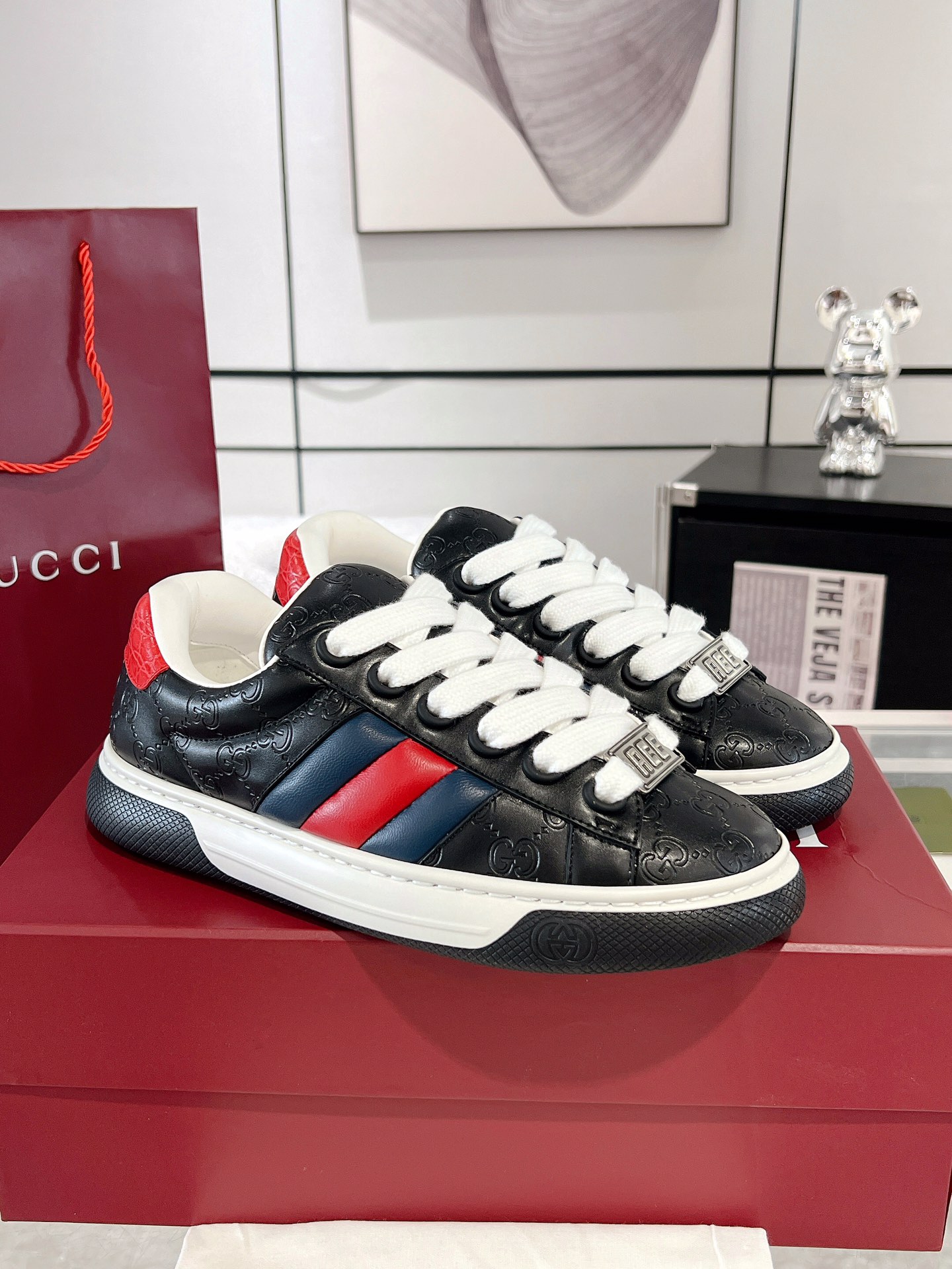 Gucci Ace Sneaker With Web, Lightweight Leather, And 'Ace' Metal Tag 2 i1729507242 8799 4