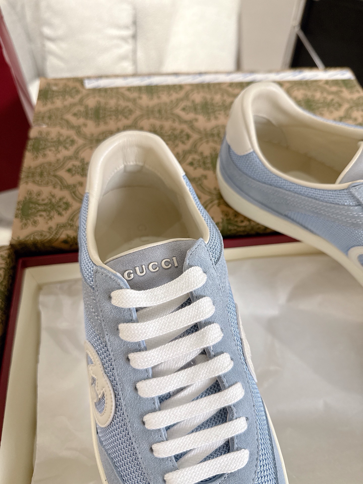 Gucci Women's Blue Suede Ace Sneakers with Interlocking G - Stylish & Comfortable 7 i1747764789612 2951 0 5