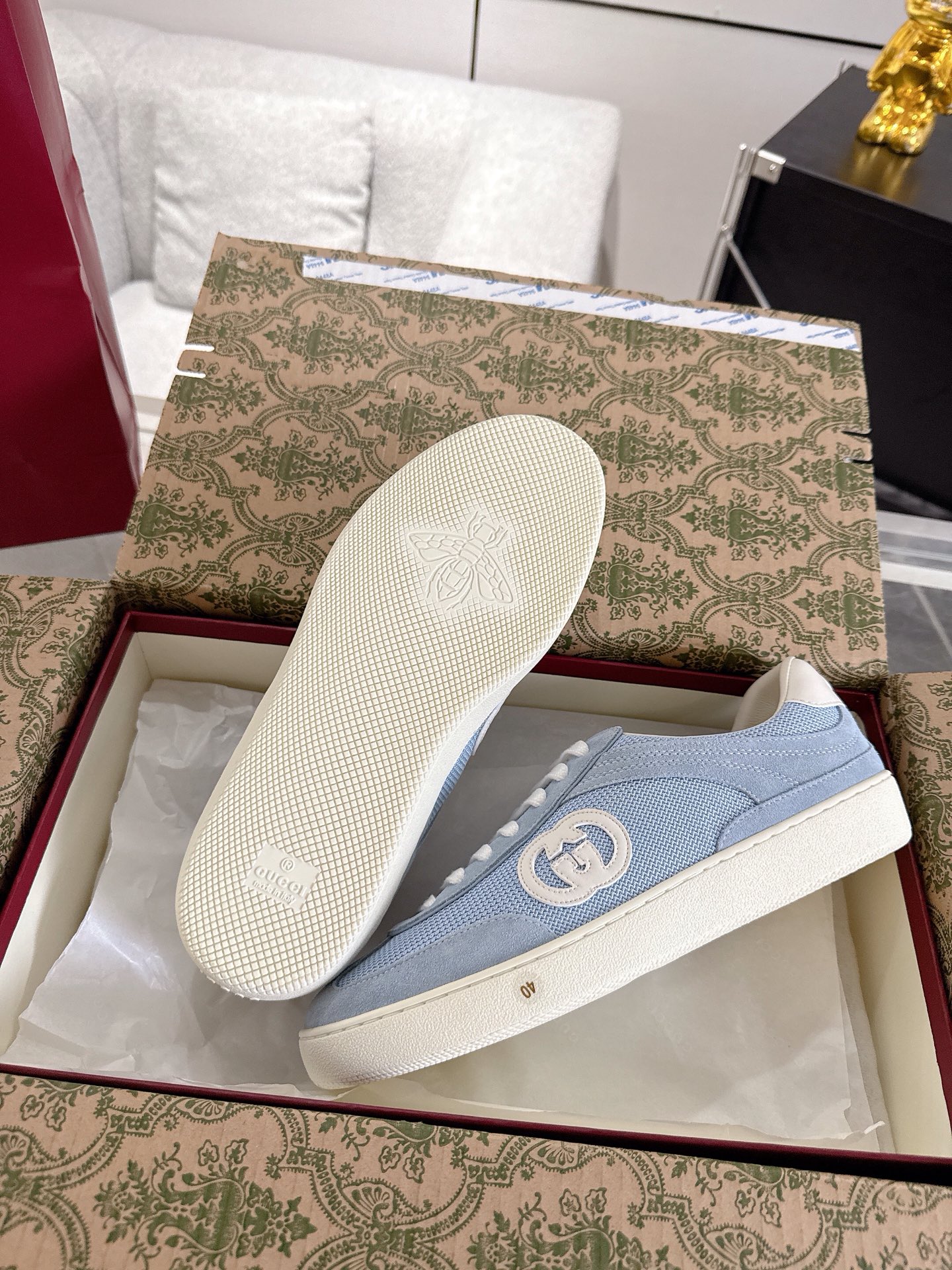 Gucci Women's Blue Suede Ace Sneakers with Interlocking G - Stylish & Comfortable 10 i1747764789658 1601 0 8
