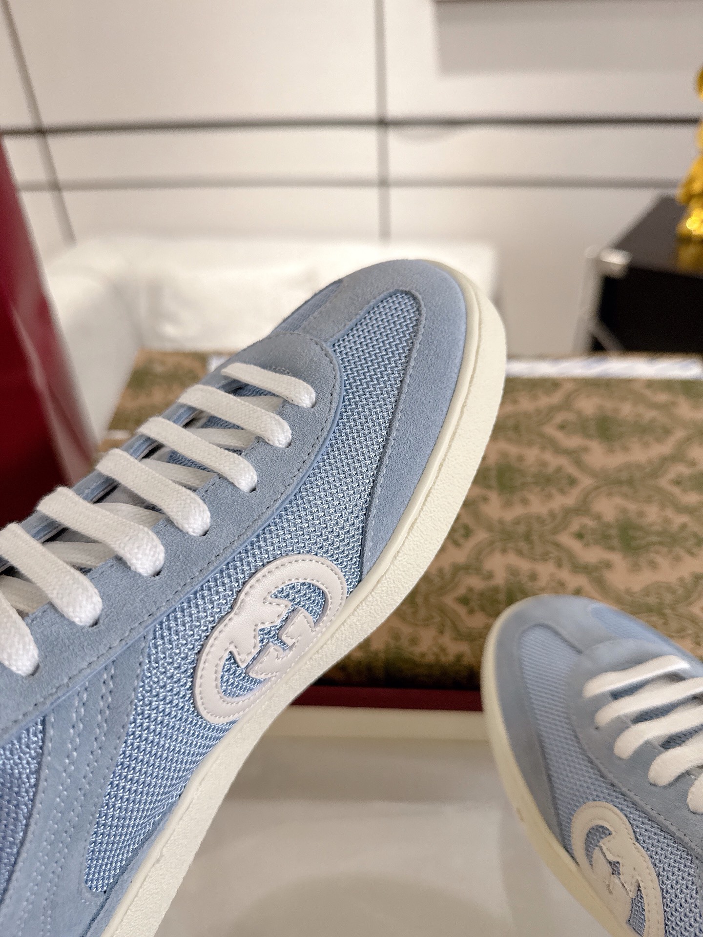 Gucci Women's Blue Suede Ace Sneakers with Interlocking G - Stylish & Comfortable 9 i1747764793958 9610 0 7