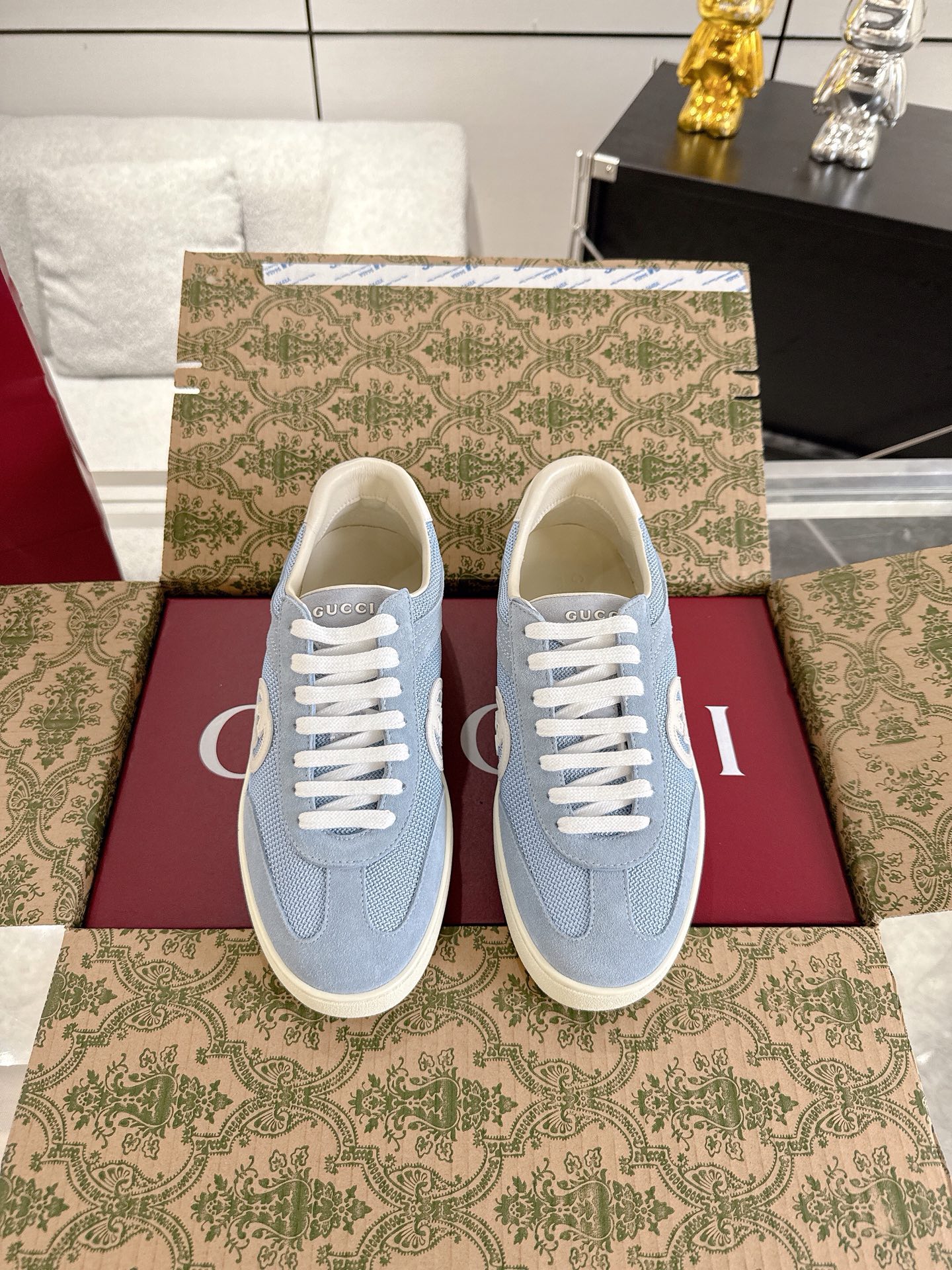 Gucci Women's Blue Suede Ace Sneakers with Interlocking G - Stylish & Comfortable 2 i1747764794000 4014 0 0