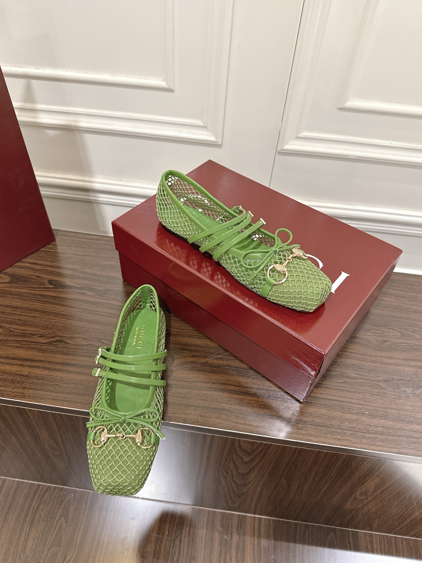 Gucci Women's Green Net Ballerina Flats with Horsebit Detail - Size 35-42 6 i1751970969470 1169 0 5