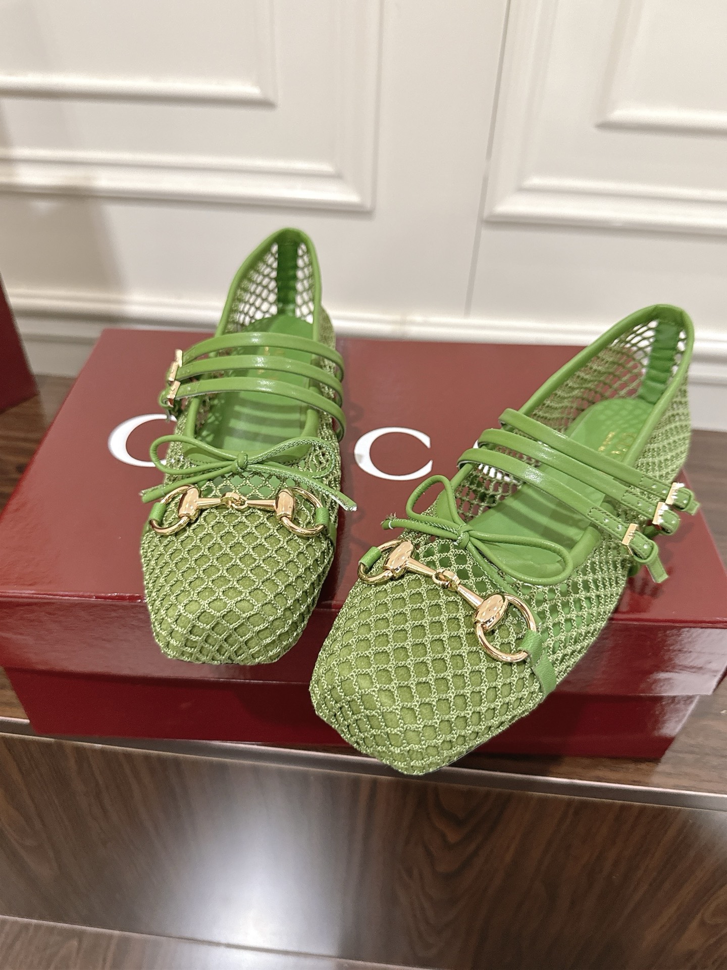 Gucci Women's Green Net Ballerina Flats with Horsebit Detail - Size 35-42 8 i1751970969479 5120 0 7
