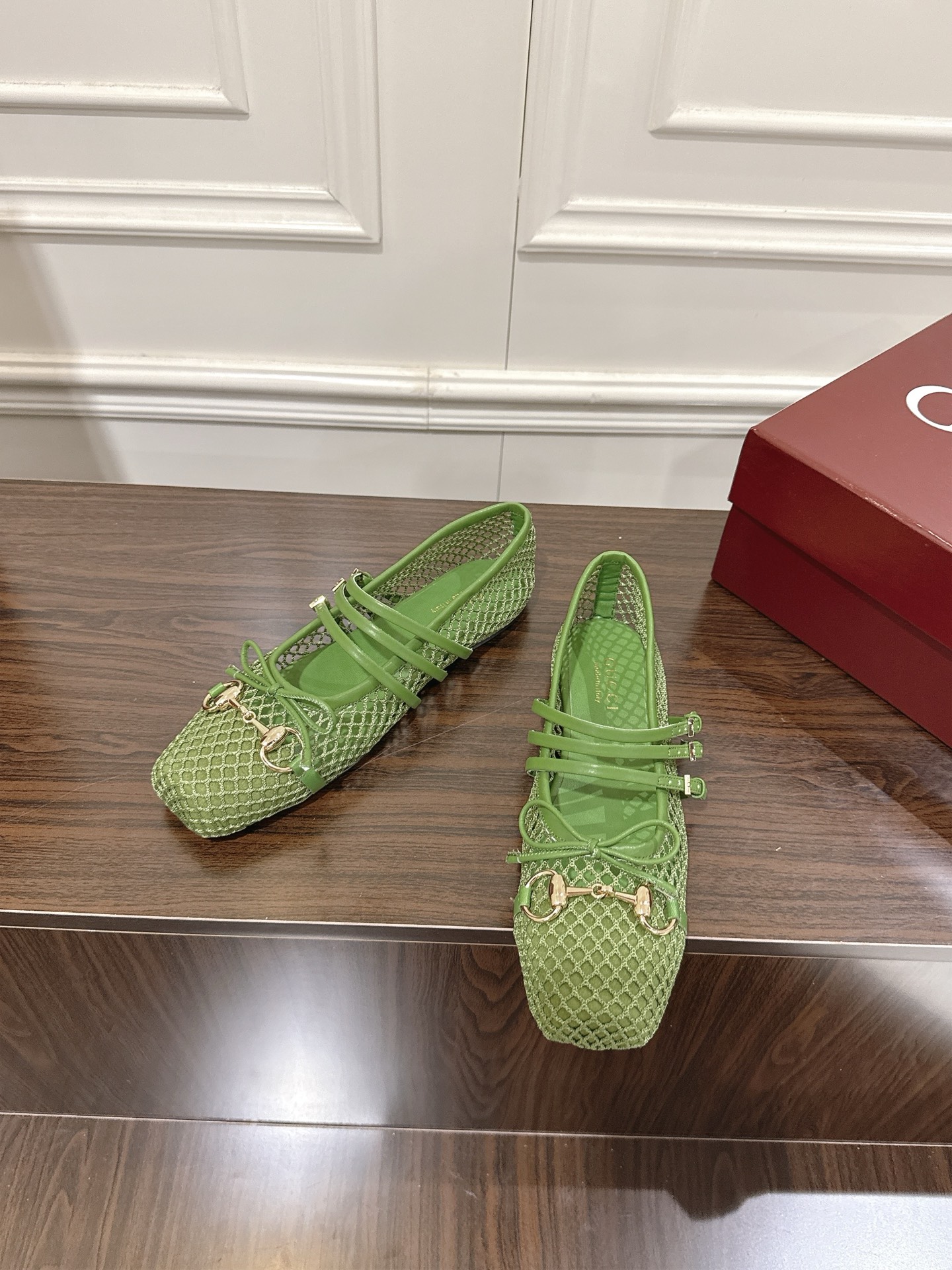 Gucci Women's Green Net Ballerina Flats with Horsebit Detail - Size 35-42 4 i1751970969597 4690 0 3