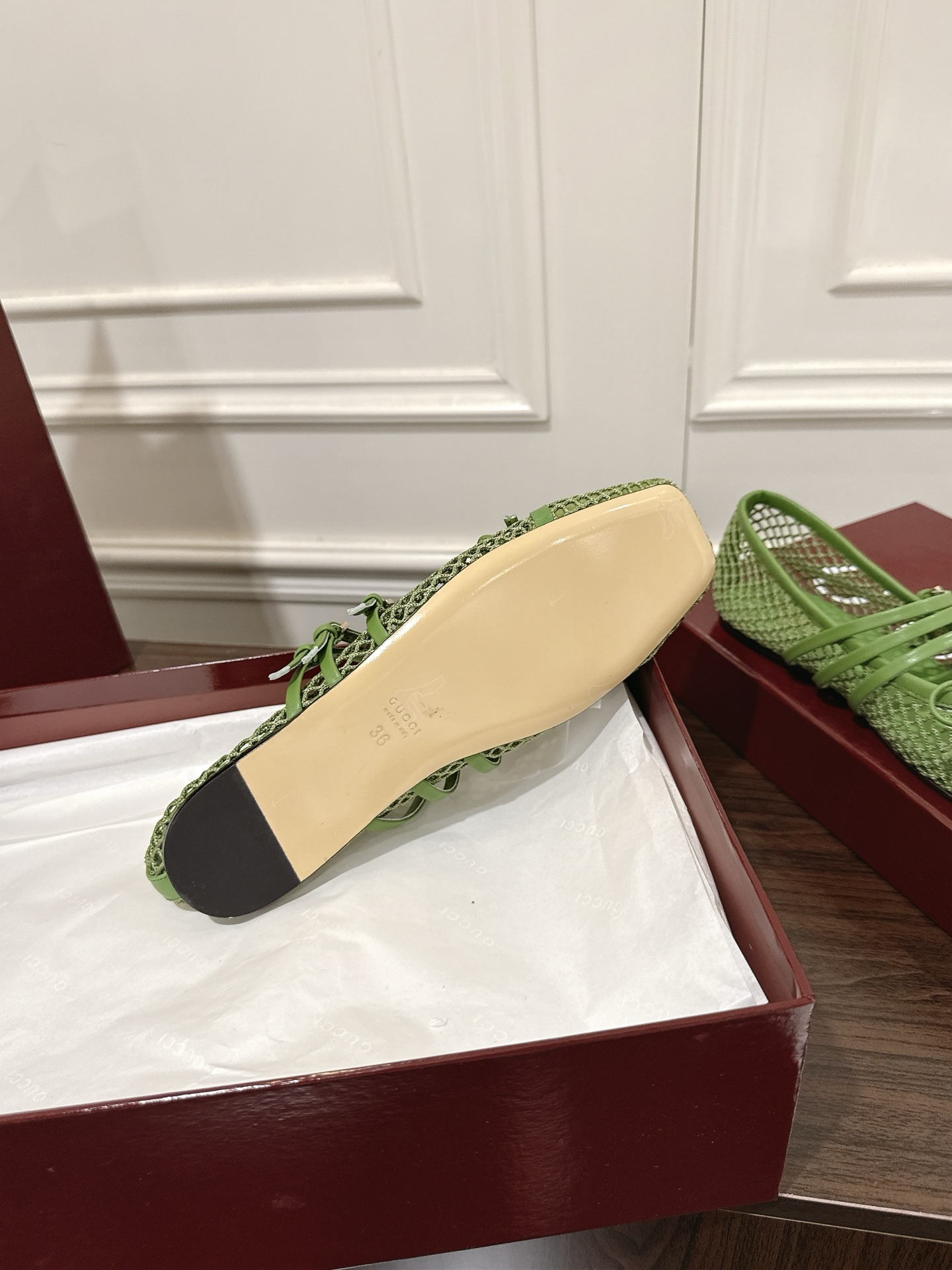 Gucci Women's Green Net Ballerina Flats with Horsebit Detail - Size 35-42 9 i1751970969700 9274 0 8