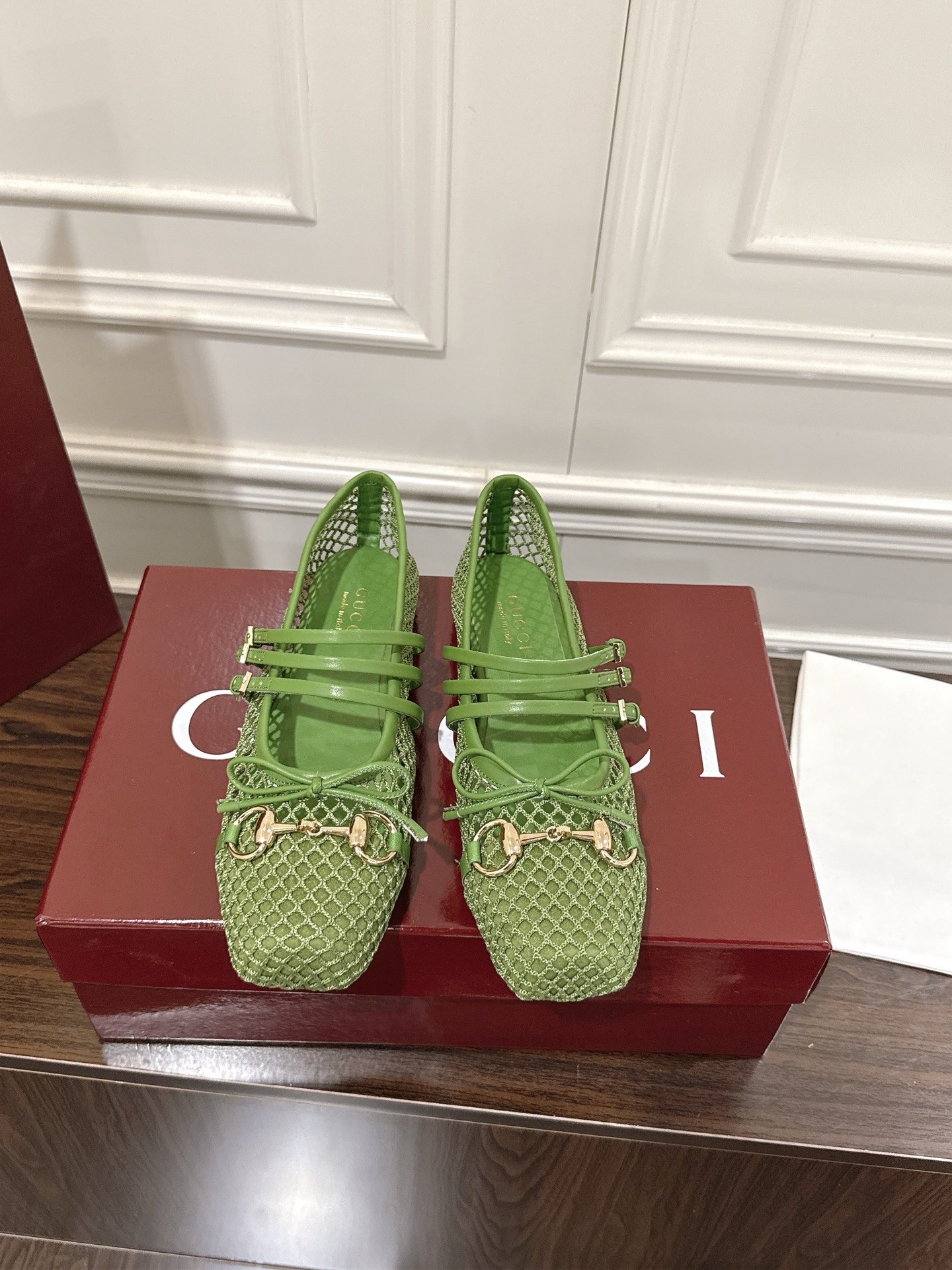 Gucci Women's Green Net Ballerina Flats with Horsebit Detail - Size 35-42 1 i1751970971047 132 0 0