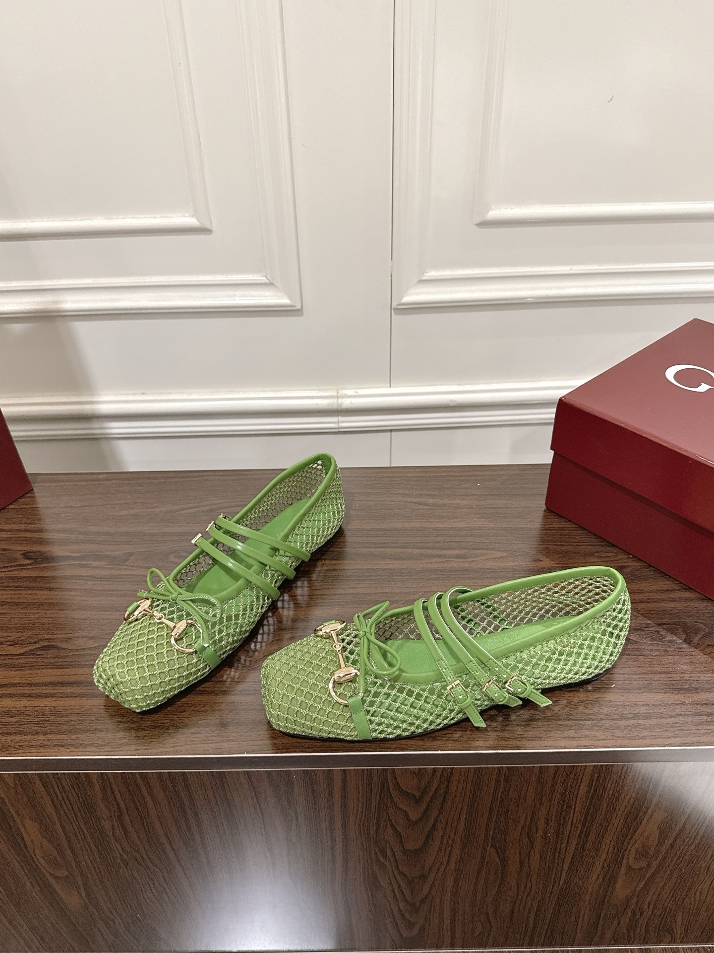 Gucci Women's Green Net Ballerina Flats with Horsebit Detail - Size 35-42 5 i1751970971089 2027 0 4