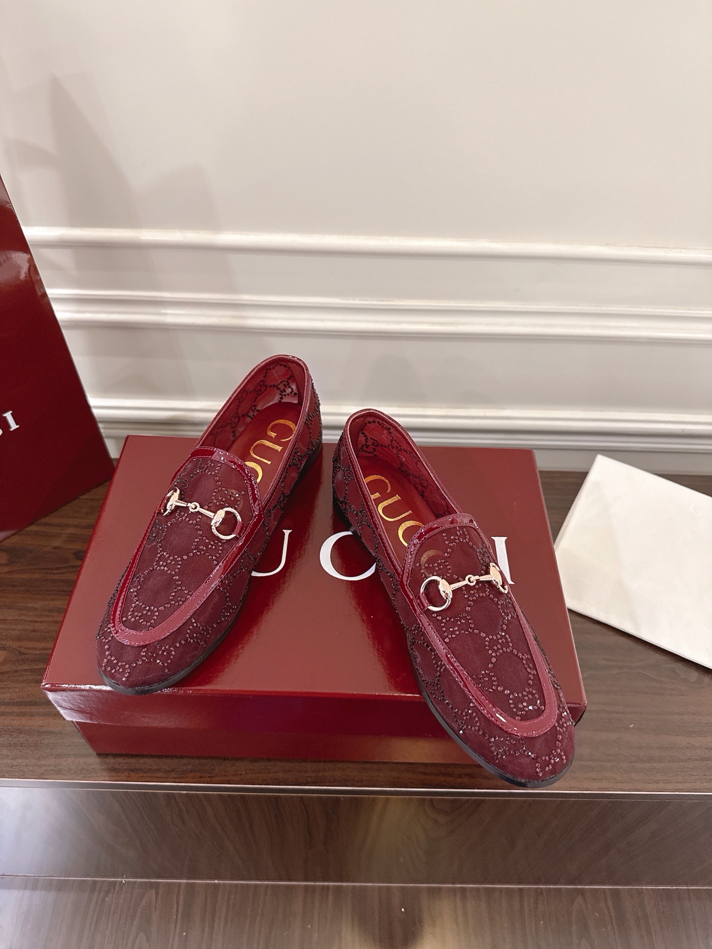 Gucci Jordaan Loafer - Women's Burgundy Heeled Horsebit Shoes 3 i1752079537595 3868 0 1