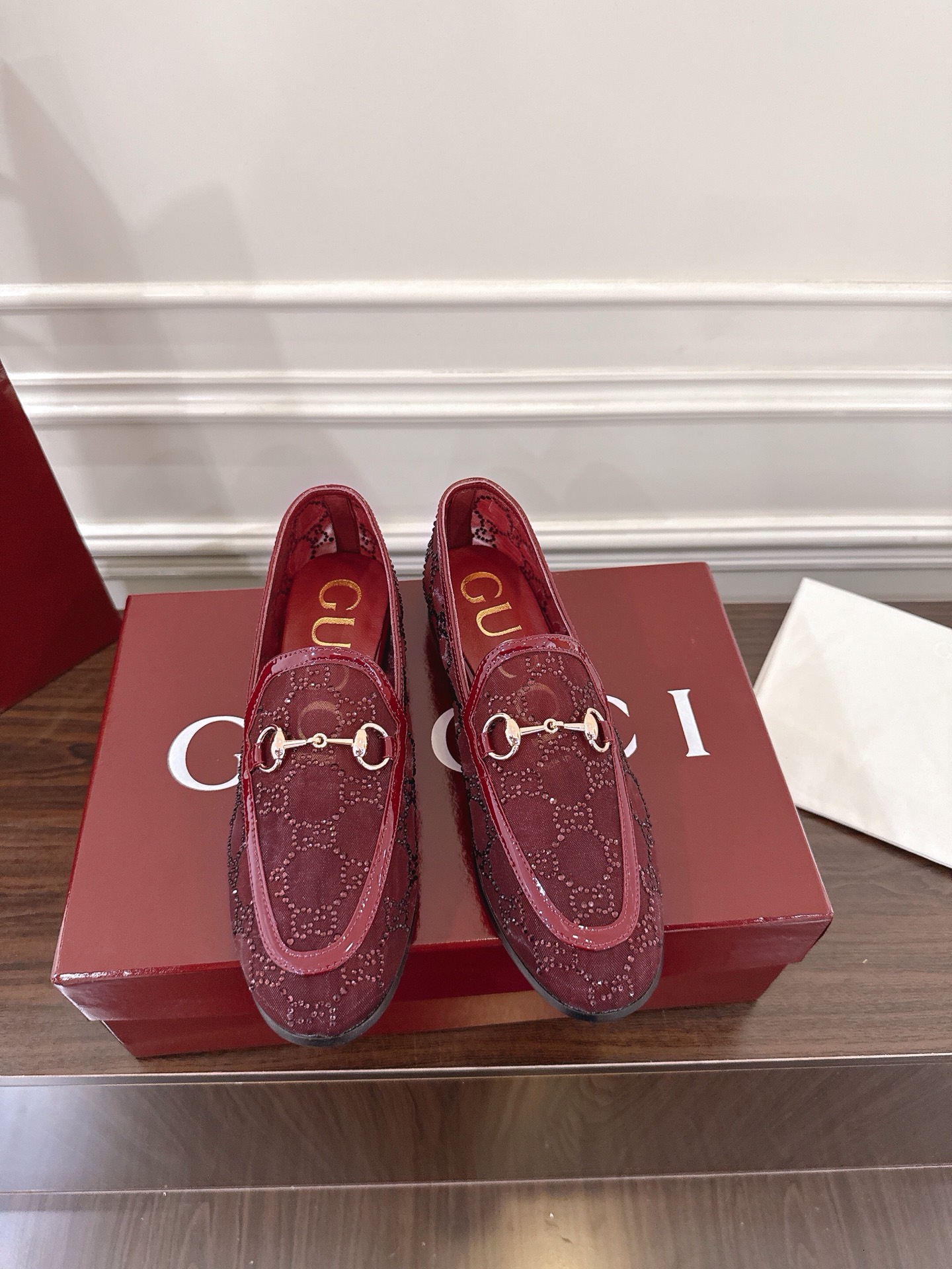 Gucci Jordaan Loafer - Women's Burgundy Heeled Horsebit Shoes 1 i1752079537704 9127 0 0