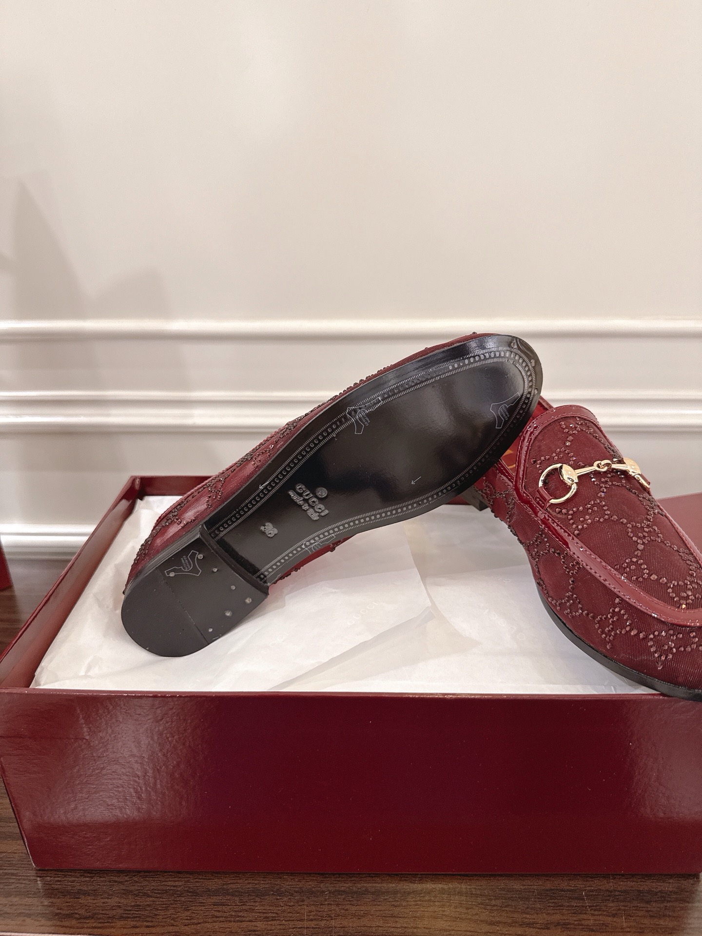Gucci Jordaan Loafer - Women's Burgundy Heeled Horsebit Shoes 9 i1752079537712 6995 0 8