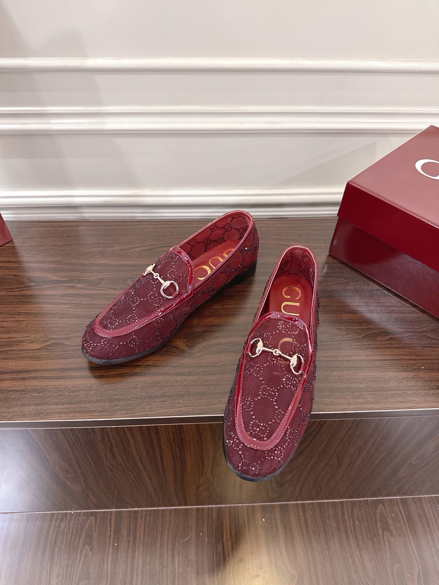 Gucci Jordaan Loafer - Women's Burgundy Heeled Horsebit Shoes 4 i1752079542691 1651 0 3