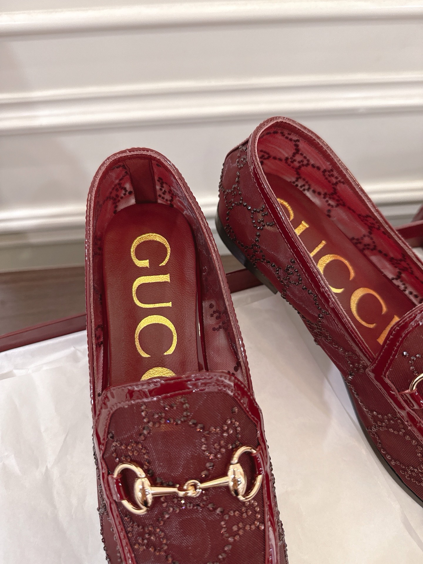Gucci Jordaan Loafer - Women's Burgundy Heeled Horsebit Shoes 7 i1752079542719 871 0 6