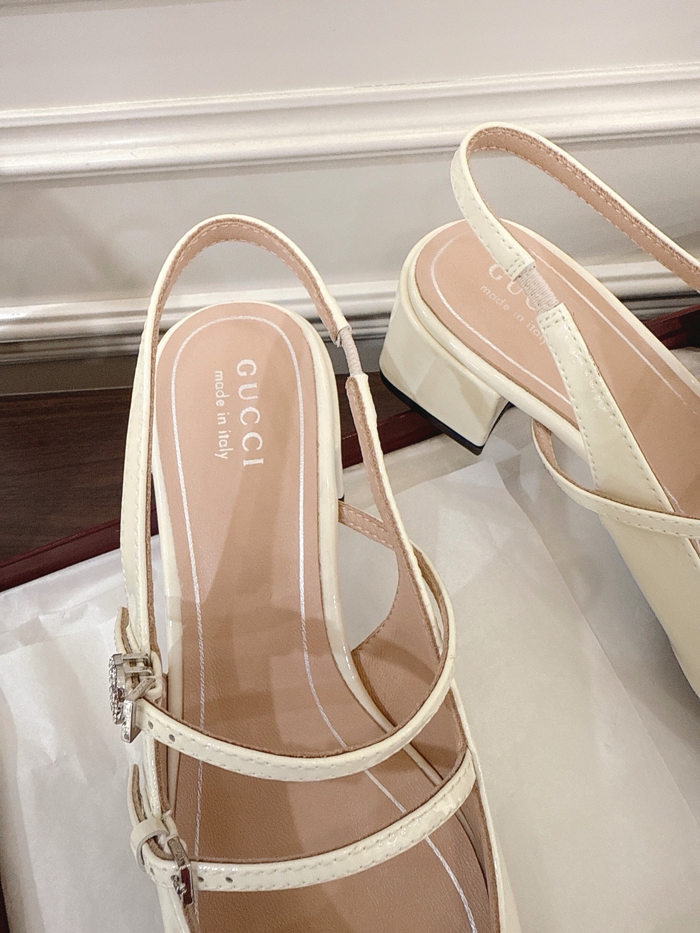 Gucci Women's Mary Jane Slingback Heels Patent Leather Ivory Size 35-42 8 i1752081498196 7011 0 6