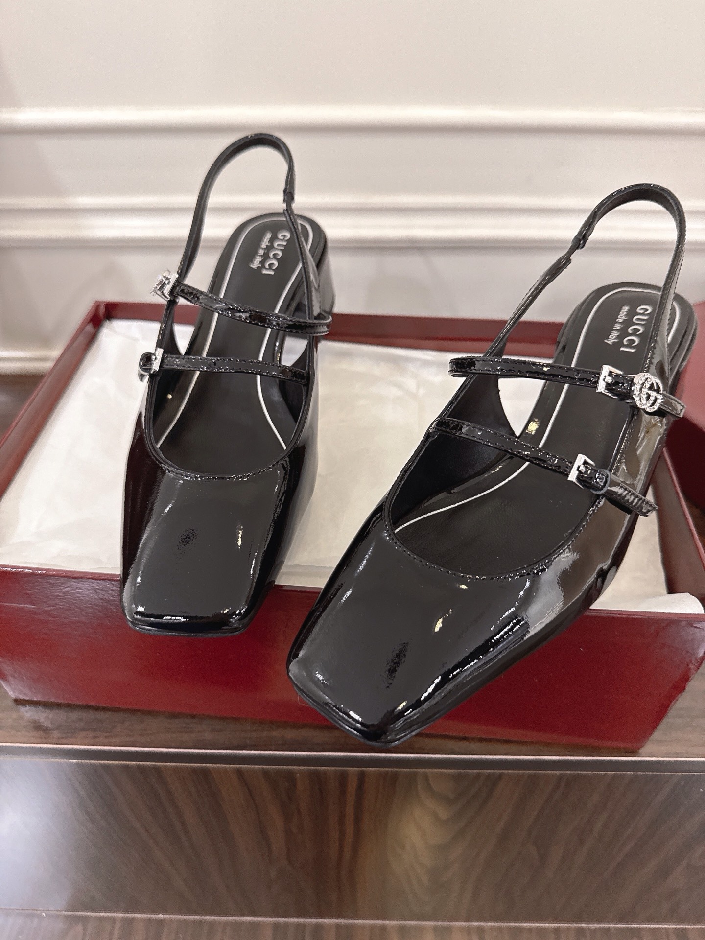 Gucci Women's Slingback Pumps Patent Leather Square Toe Heels Shoes 9 i1752082066122 397 0 7