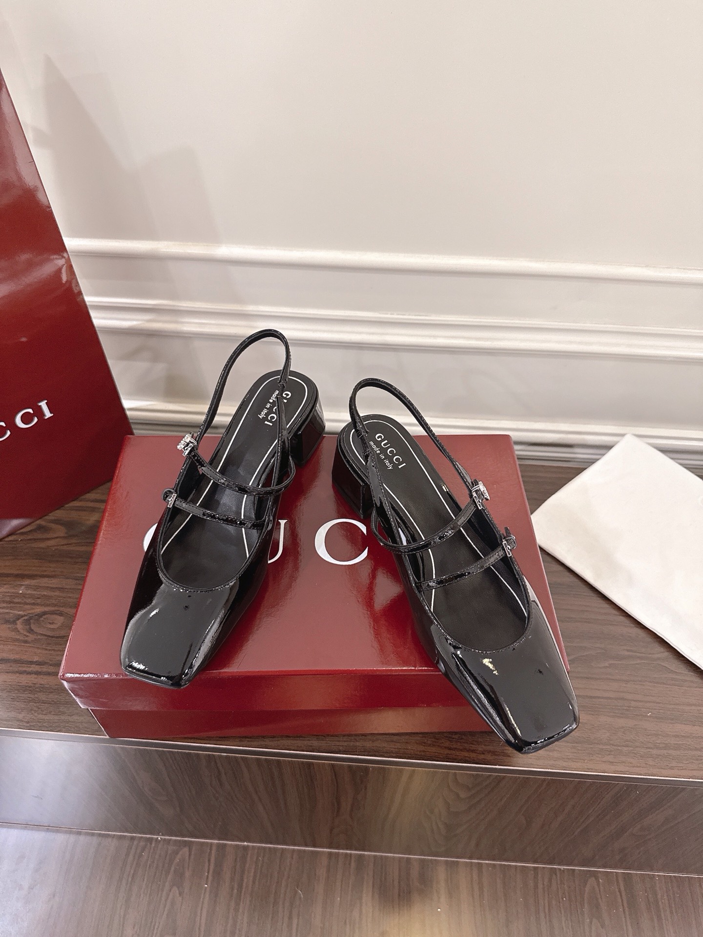 Gucci Women's Slingback Pumps Patent Leather Square Toe Heels Shoes 4 i1752082070728 3510 0 1