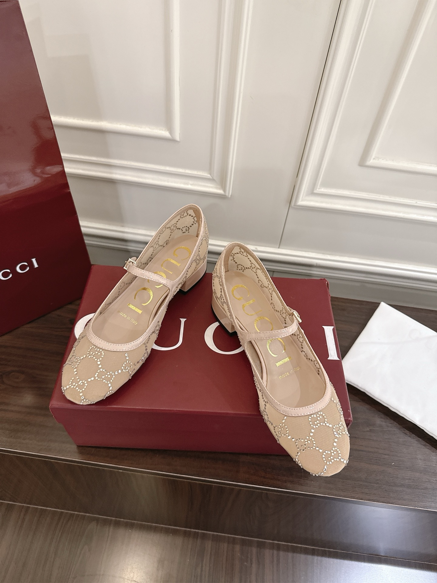 Gucci Women's Beige GG Crystal Embellished Ballerina Flats Shoes, Size 35-42 5 i1752570852616 8394 0 3