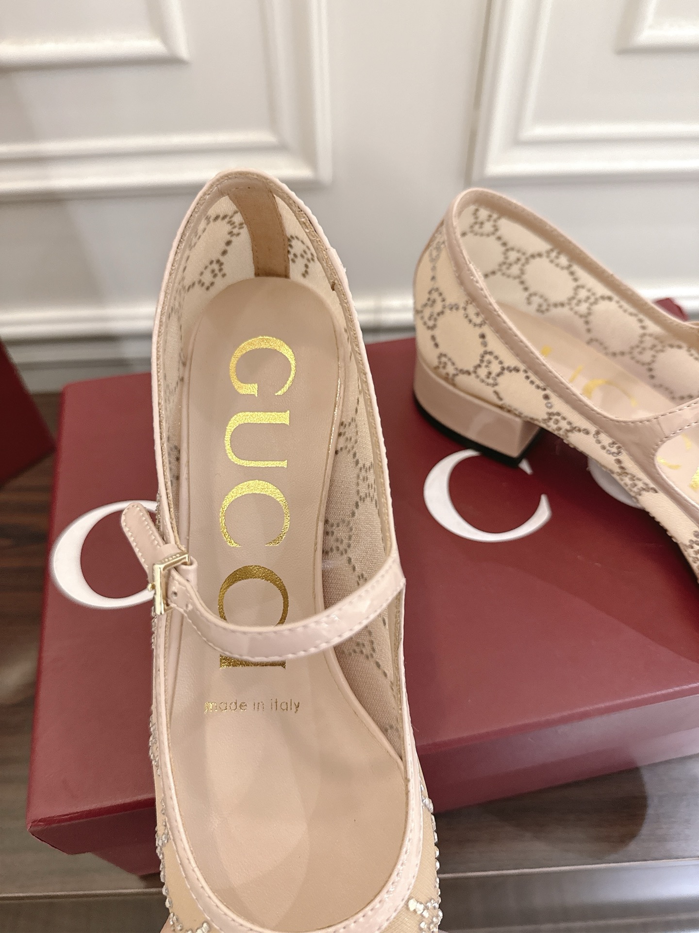 Gucci Women's Beige GG Crystal Embellished Ballerina Flats Shoes, Size 35-42 10 i1752570852645 4496 0 8