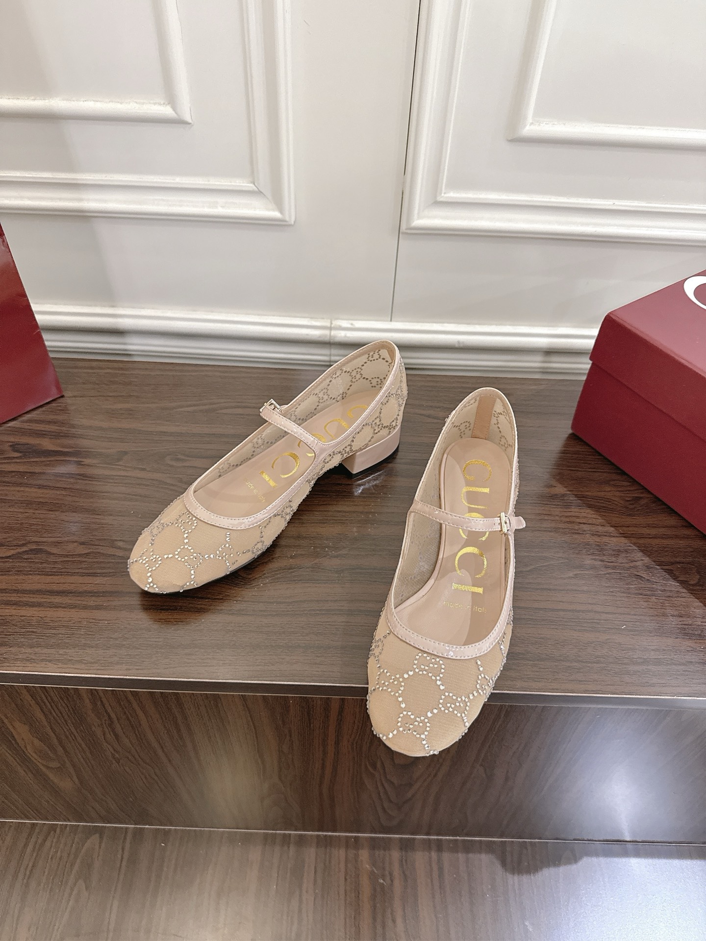 Gucci Women's Beige GG Crystal Embellished Ballerina Flats Shoes, Size 35-42 6 i1752570852756 7225 0 4