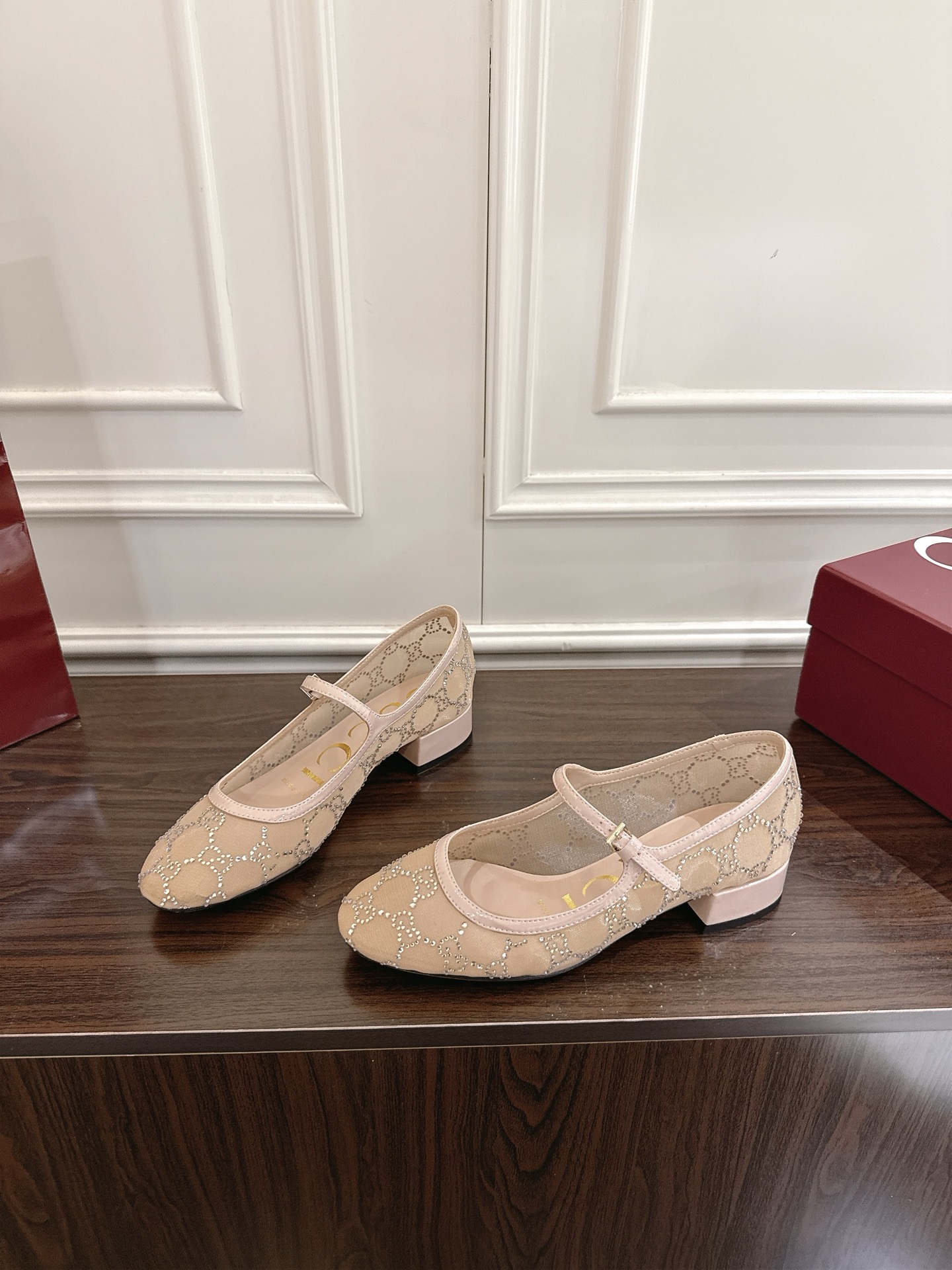 Gucci Women's Beige GG Crystal Embellished Ballerina Flats Shoes, Size 35-42 7 i1752570854289 7334 0 5