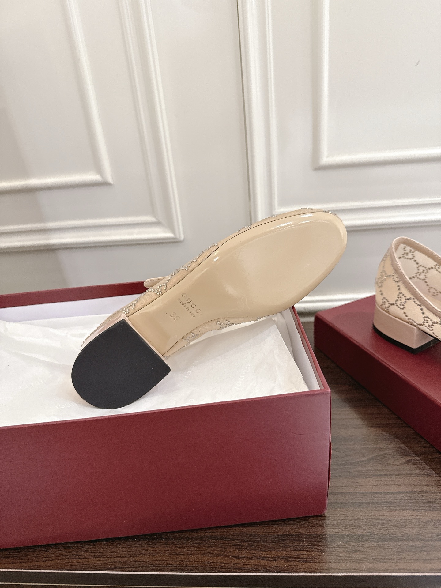 Gucci Women's Beige GG Crystal Embellished Ballerina Flats Shoes, Size 35-42 9 i1752570854314 7211 0 7