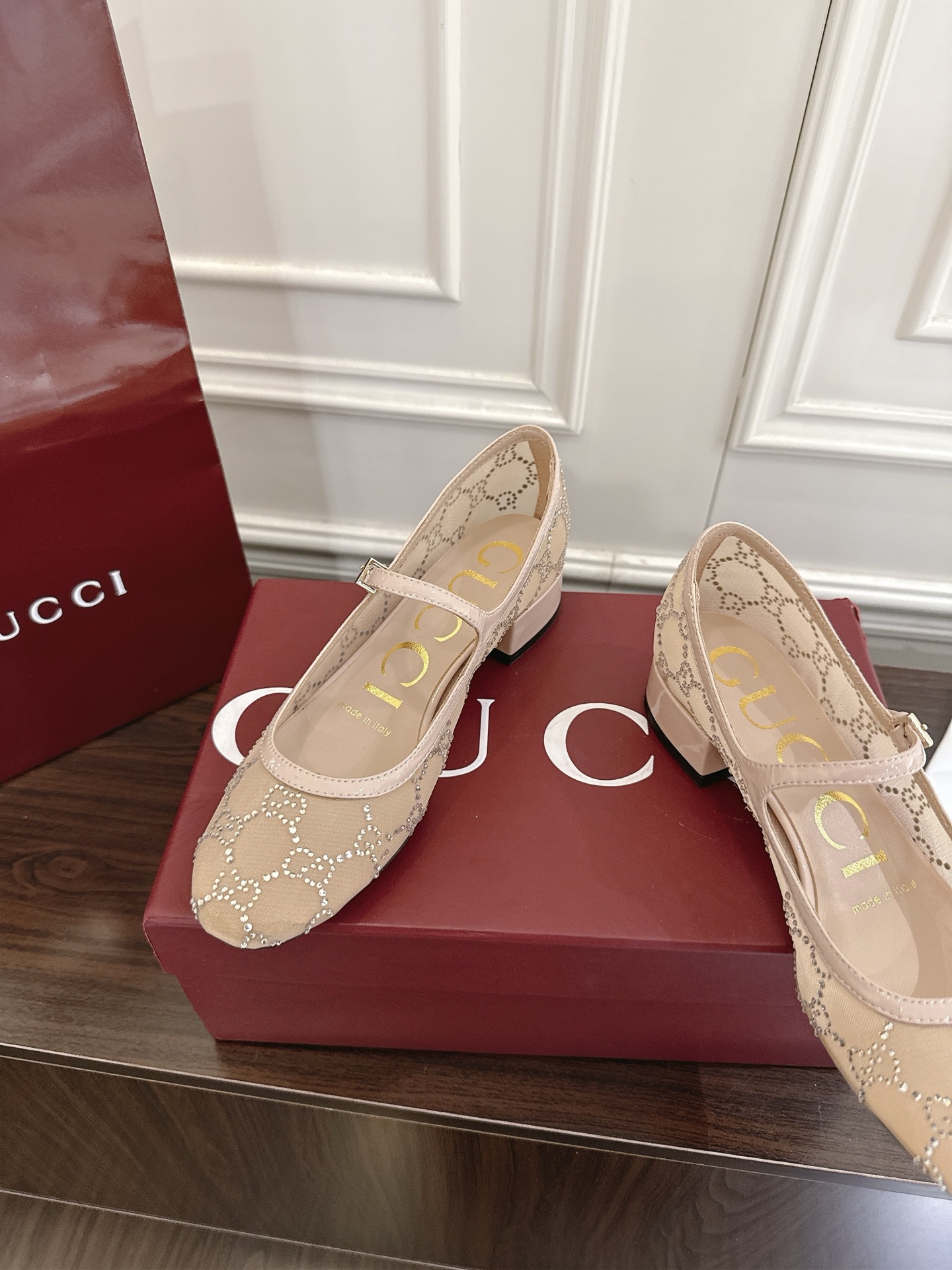 Gucci Women's Beige GG Crystal Embellished Ballerina Flats Shoes, Size 35-42 4 i1752570854319 7949 0 2