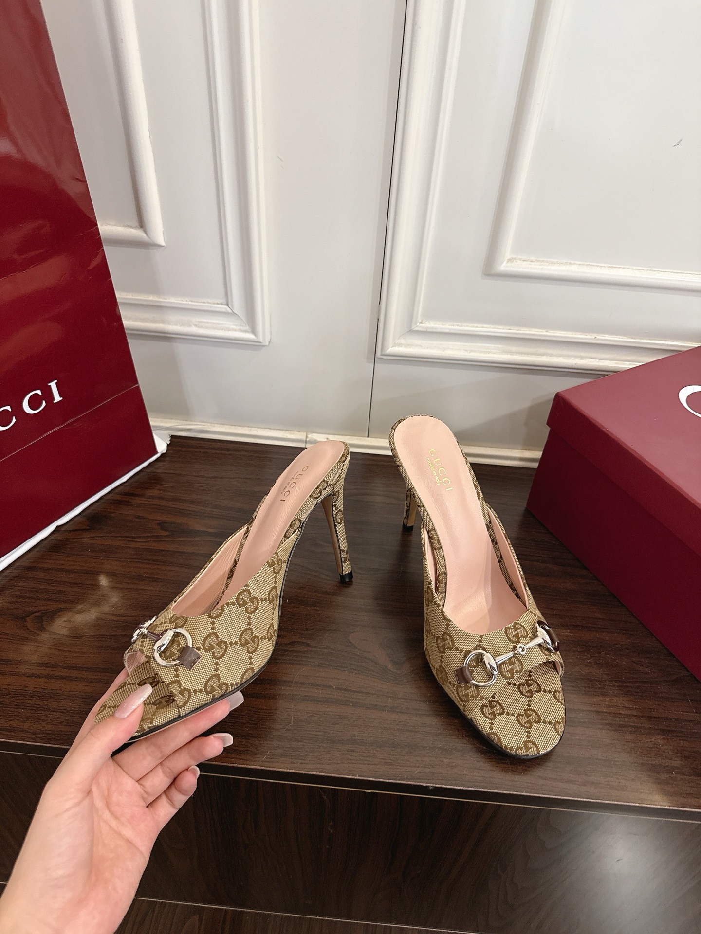 Gucci 早春新款 马衔扣高跟拖鞋