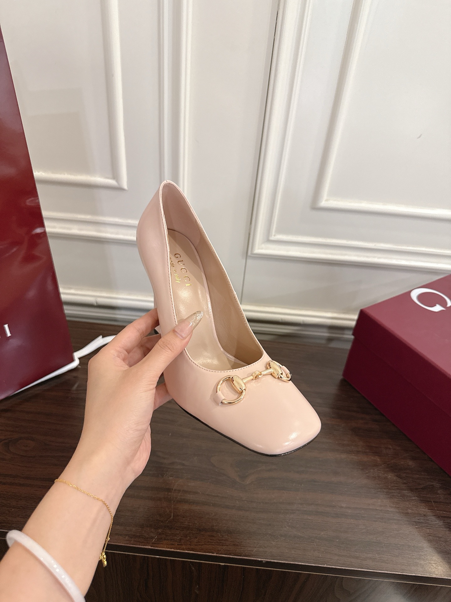 Gucci Signora系列饰马衔扣方头高跟鞋