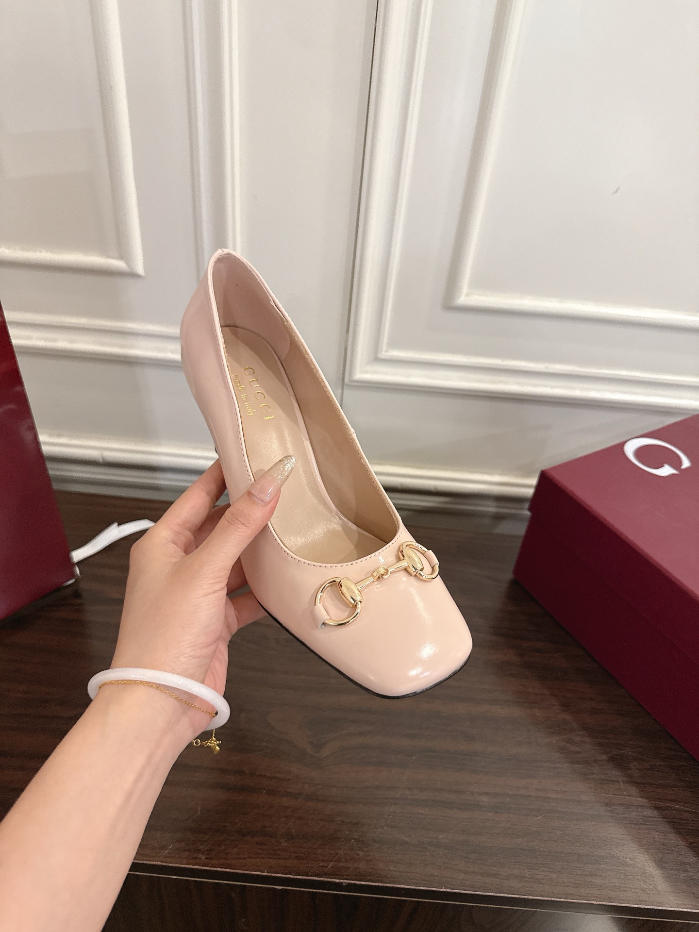 Gucci Signora系列饰马衔扣方头高跟鞋