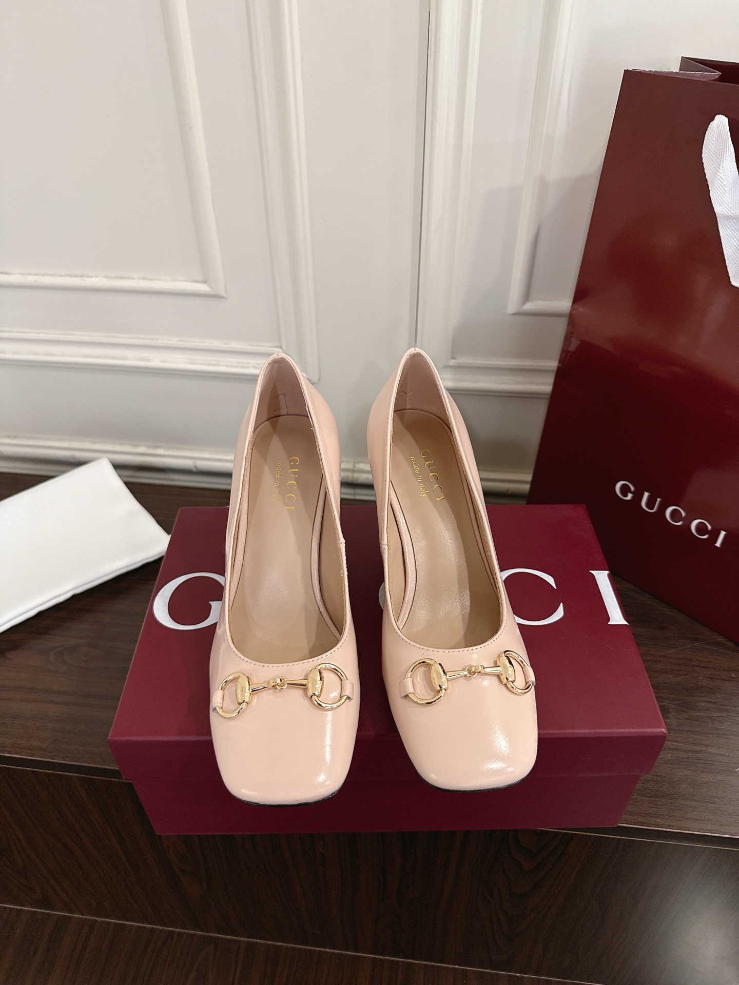Gucci Signora系列饰马衔扣方头高跟鞋