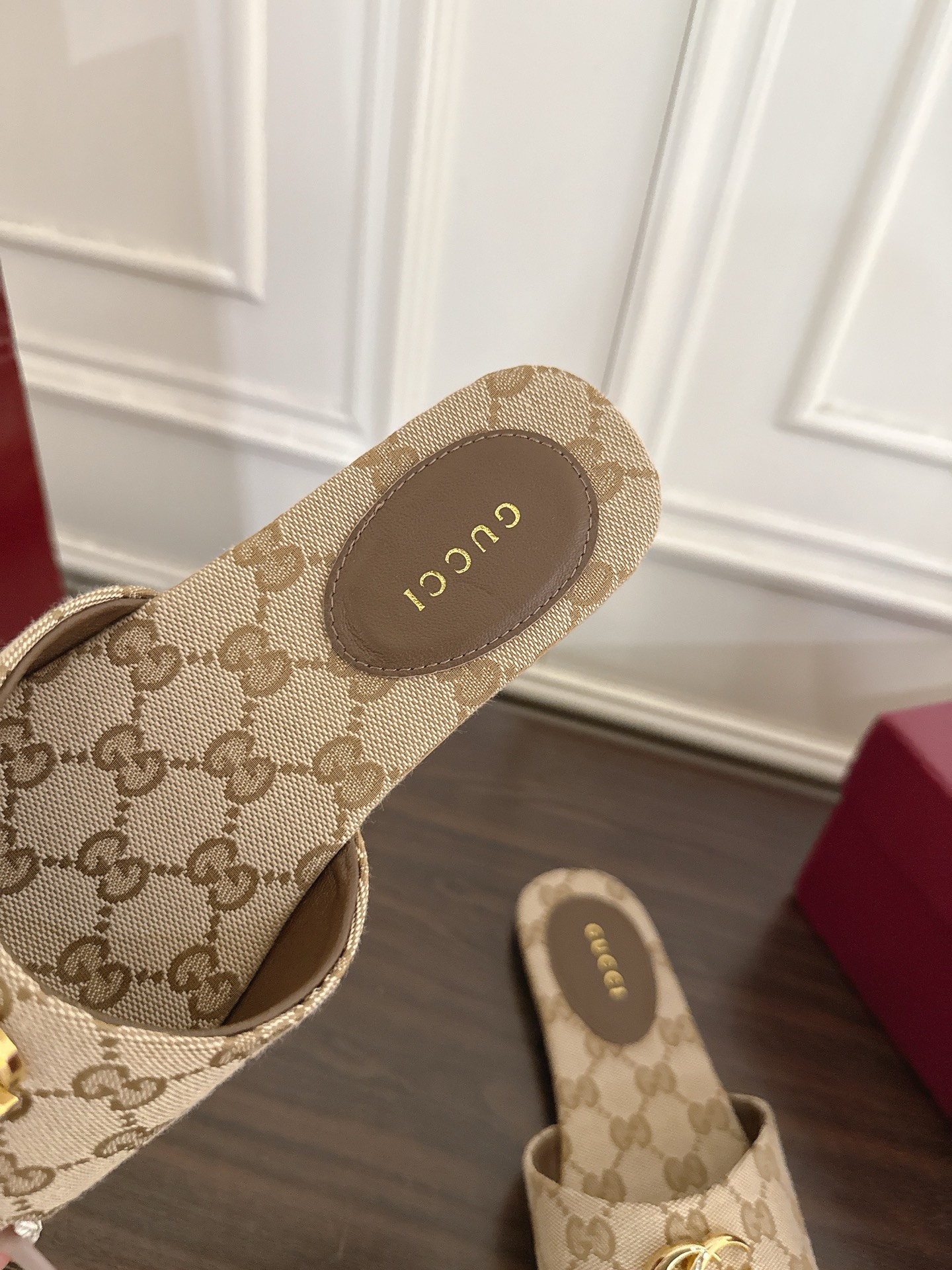 Gucci Interlocking G GG Canvas Slide Sandals