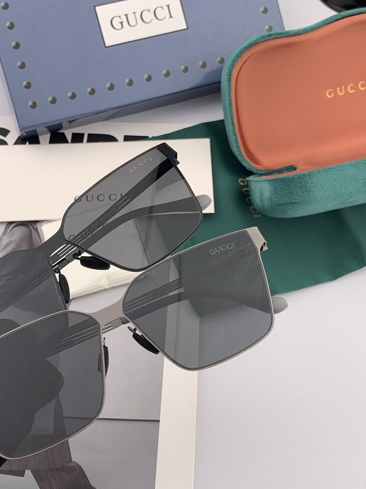       GUCC* 2025 新款男女情侣款太阳iP电镀永不褪色 卖点：超轻超有弹性整幅眼镜无螺丝重