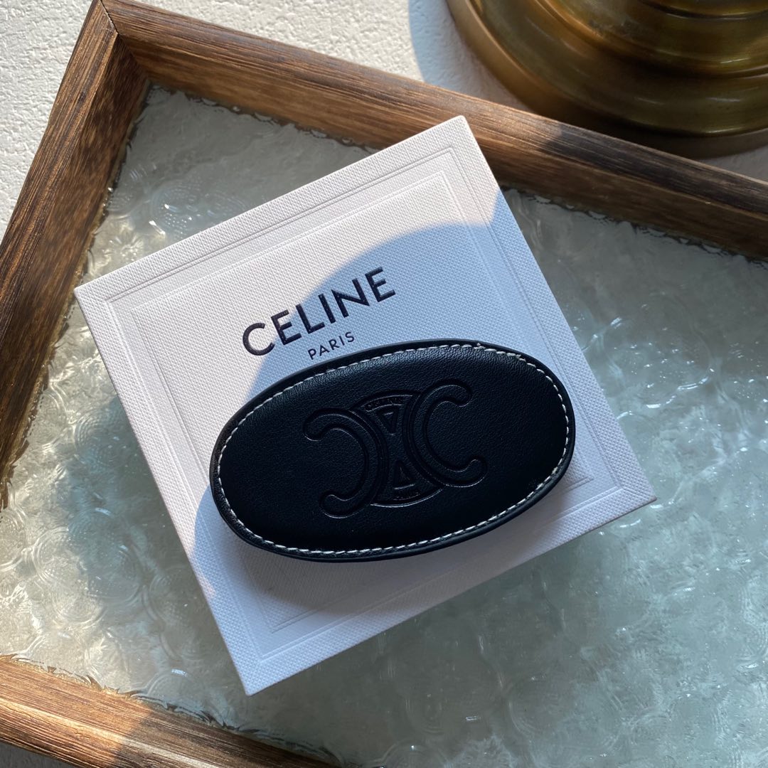 New Celine Leather Hair Clasp: Minimalist Fold-Over Clip in Classic Colors 8 i1735189431441 2447 0 3