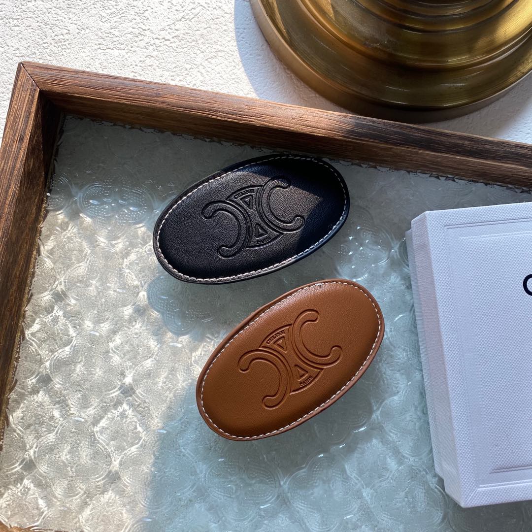 New Celine Leather Hair Clasp: Minimalist Fold-Over Clip in Classic Colors 9 i1735189431704 6958 0 2